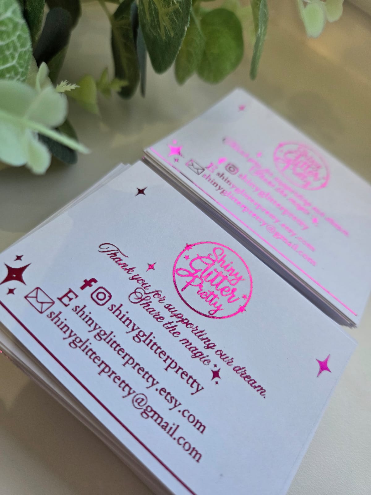 Glitter back business cards