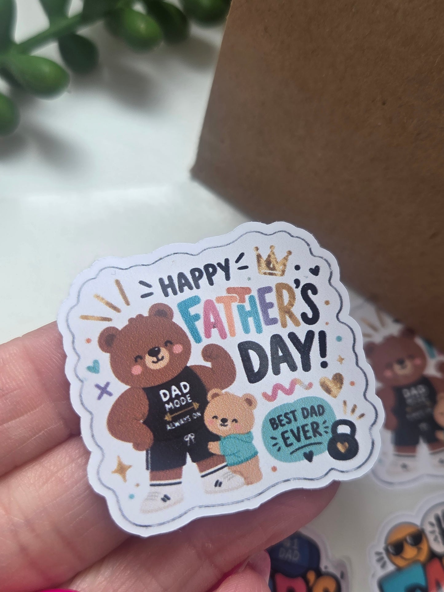 Teddy design Father's day shaped stickers