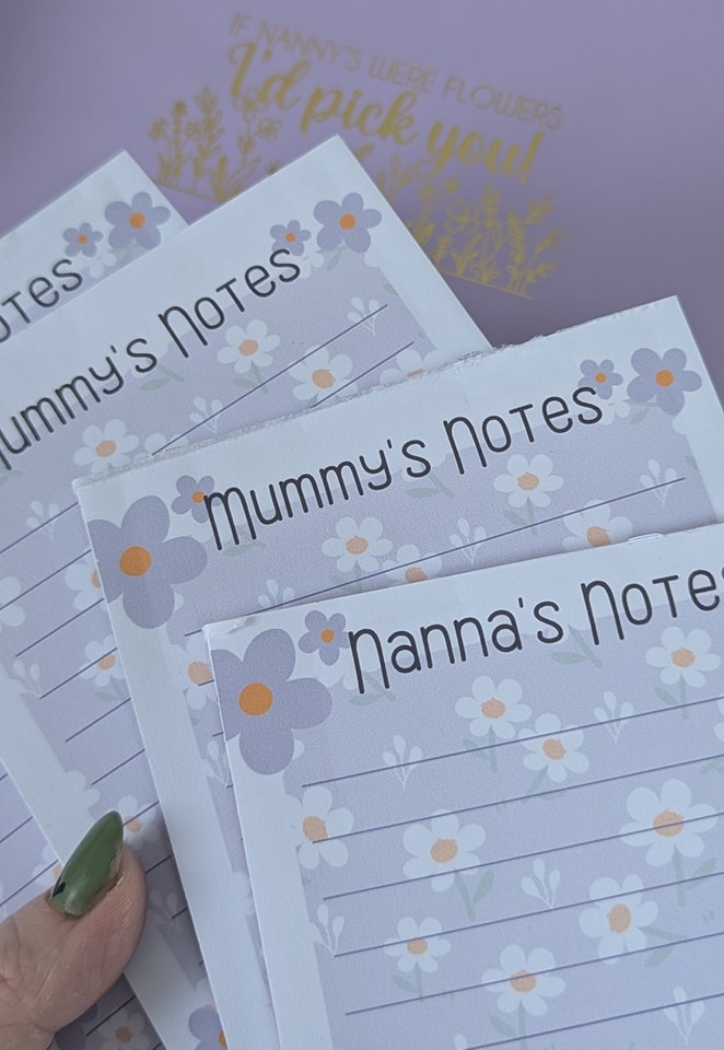 Lilac Mummy's, Grandma, Nanna etc notes tear off notepad A6