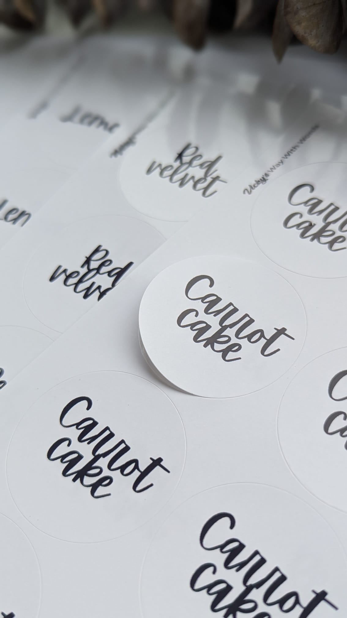 Elegant gloss black and white mono cake stickers