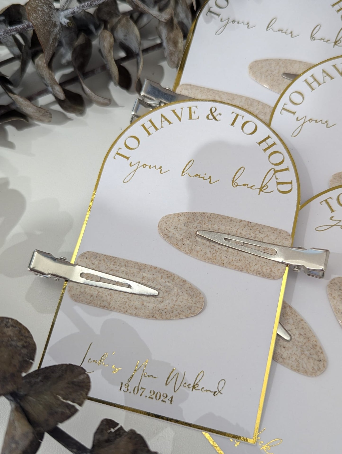Foiled hen party to have and to hold backing card