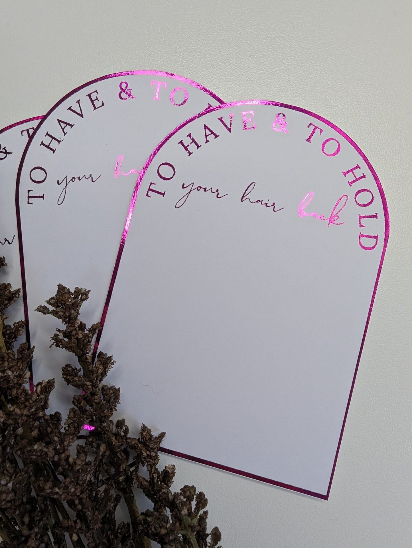 Pink foiled to have and to hold clip backing card
