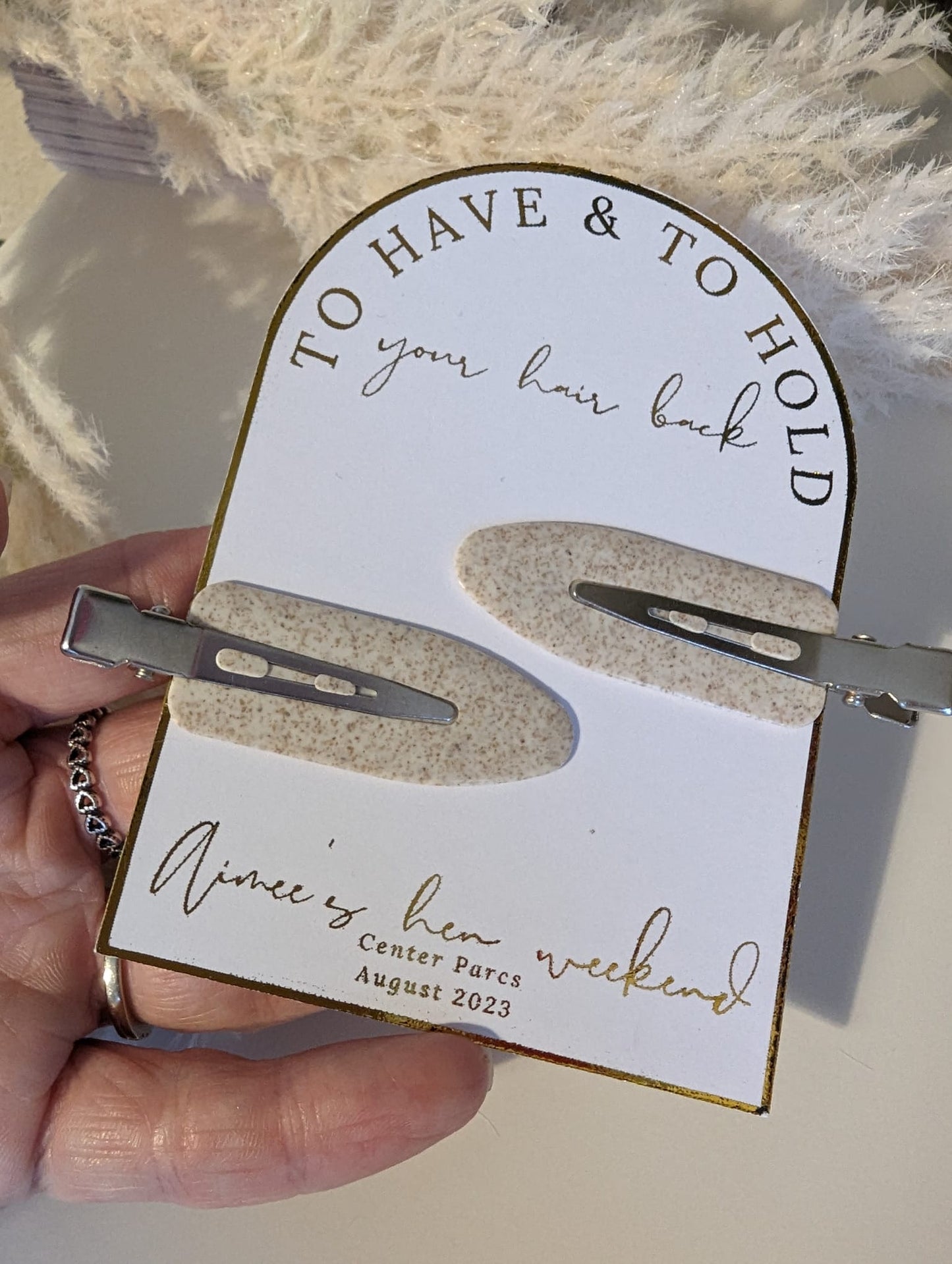 Foiled hen party to have and to hold backing card