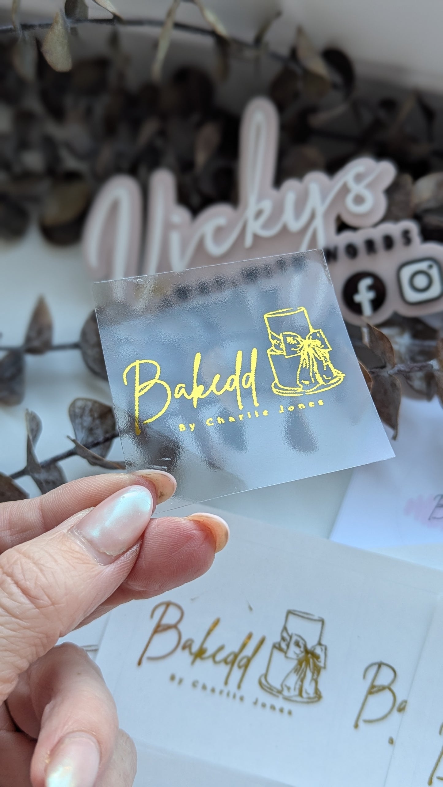 Clear transparent foil logo stickers