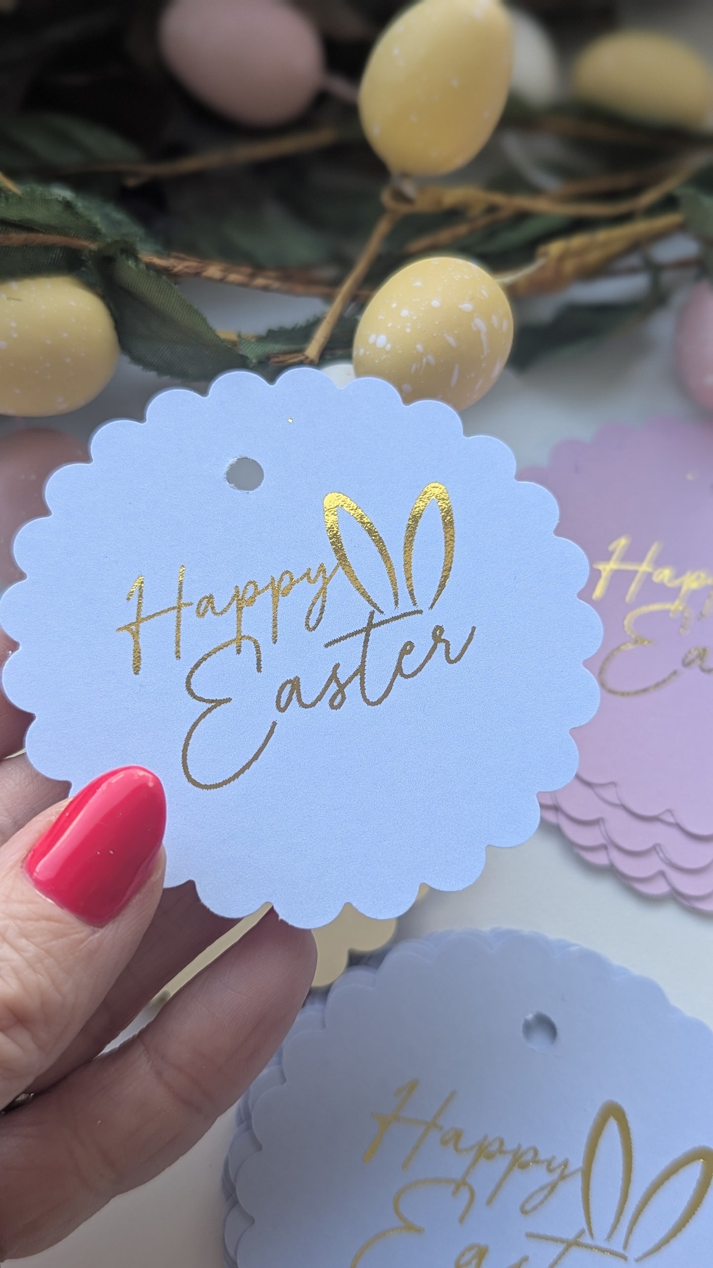 Easter scallop tags foiled