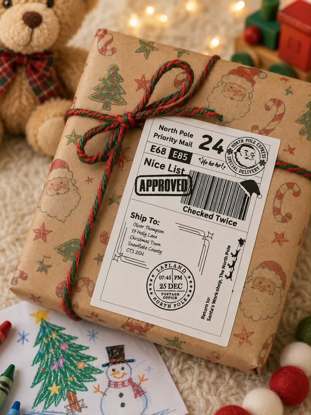 Thermal postage style 4x6 Christmas gift labels