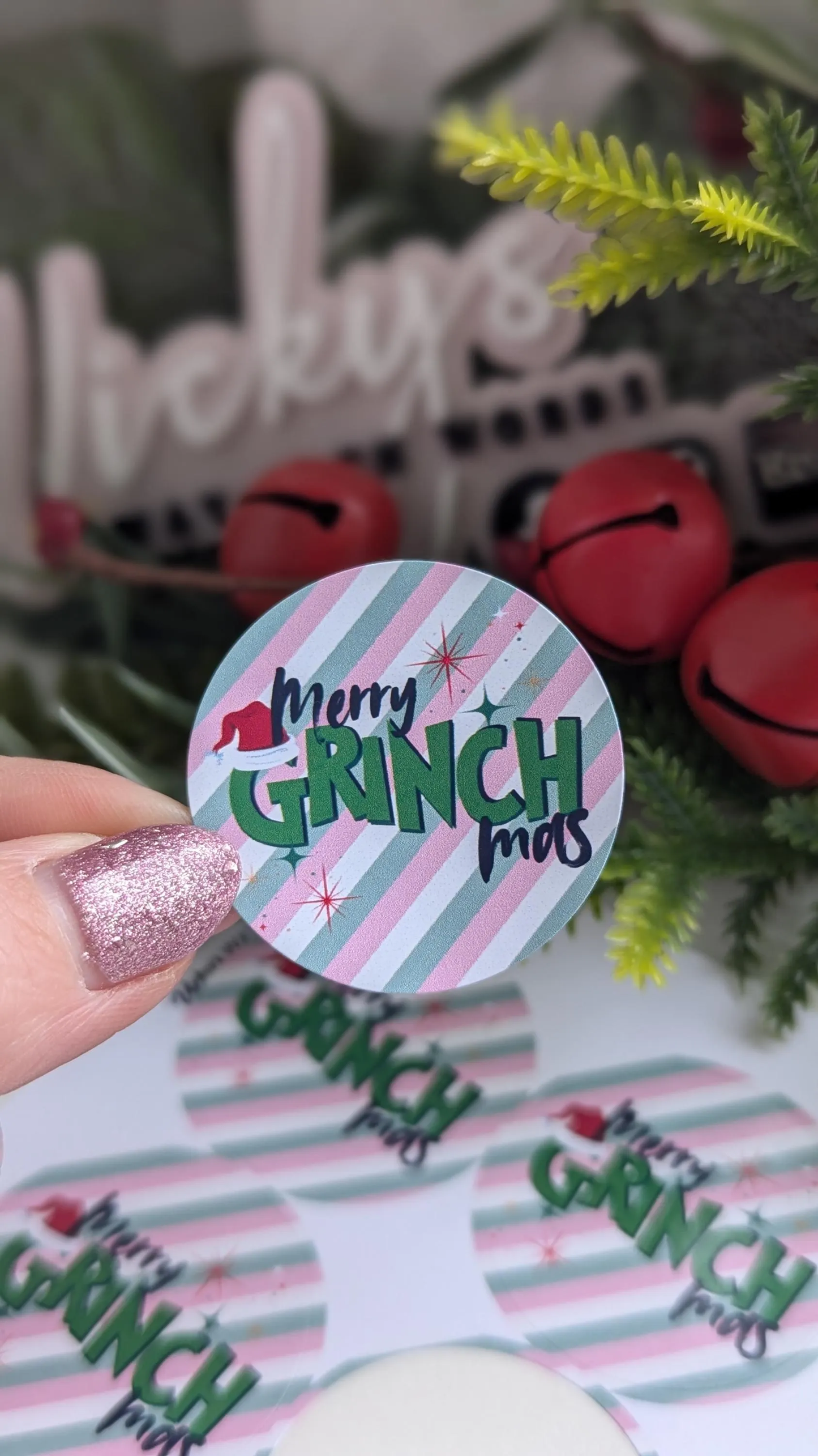 Happy Grinchmas gloss stickers