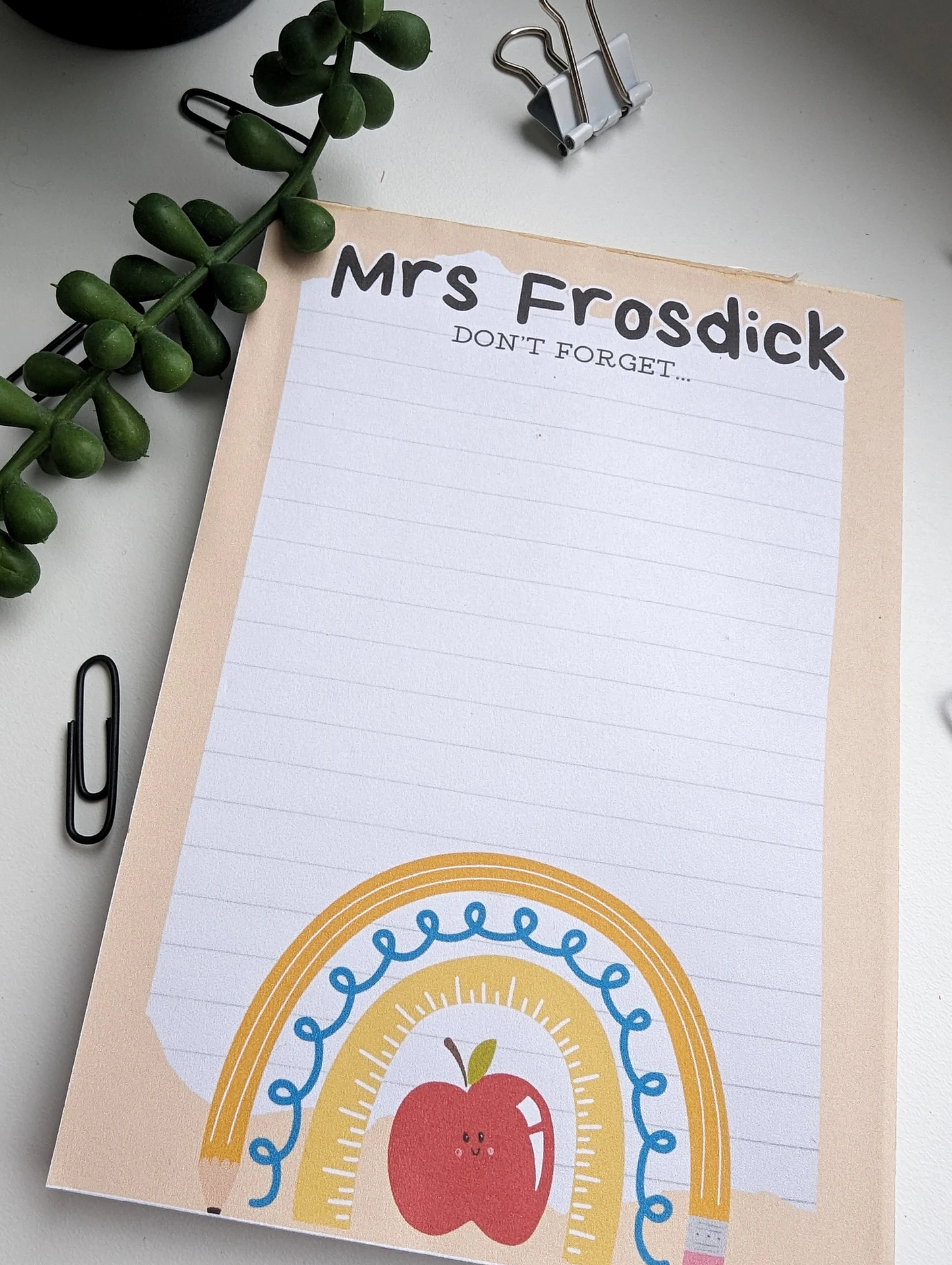 Thank you teacher personalised tear off notepad gift