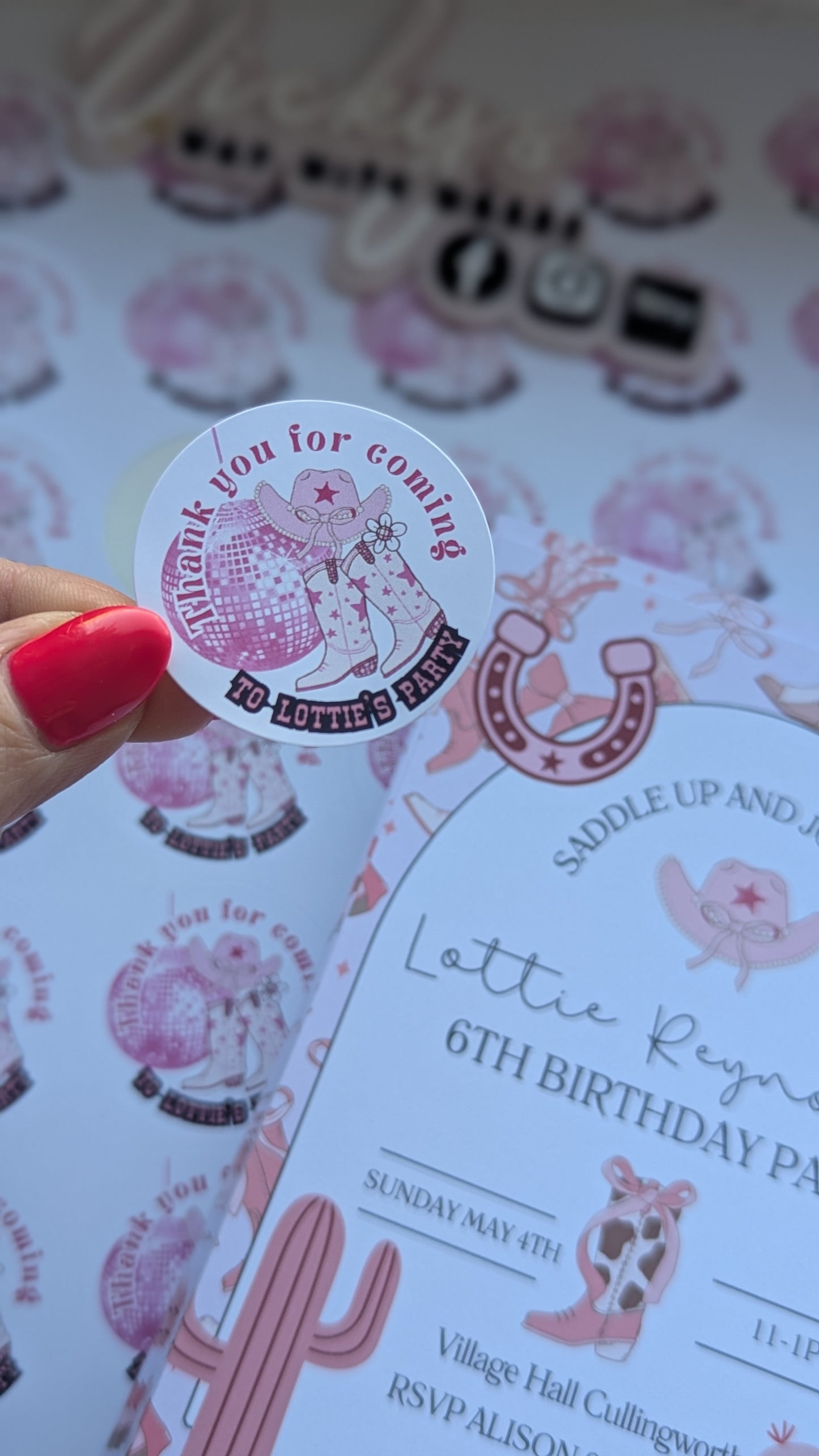Cowgirl rodeo party stickers