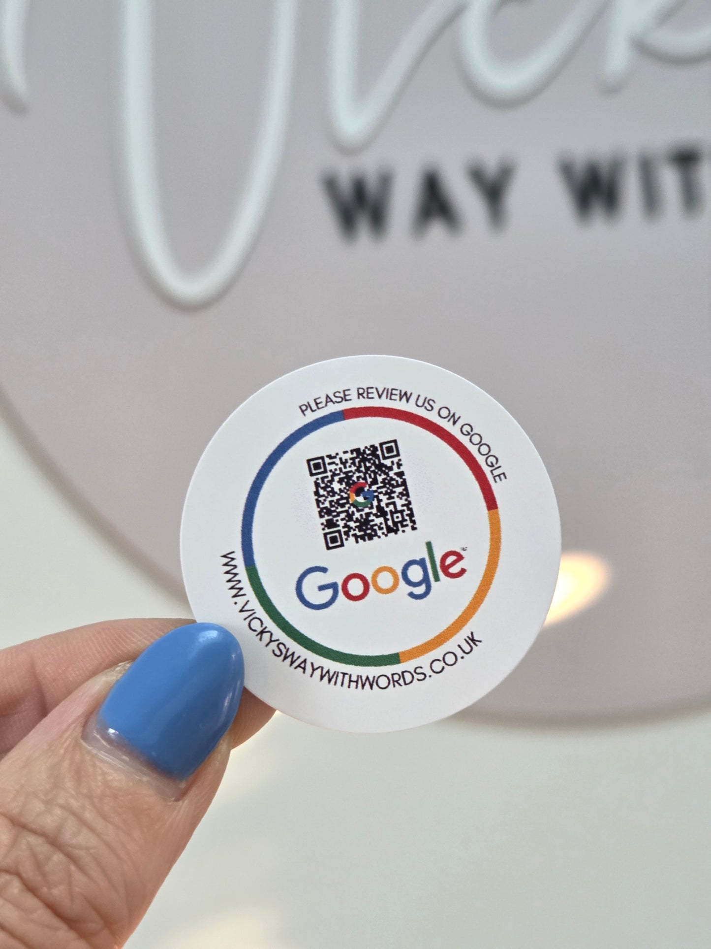 Google review prompt stickers QR code