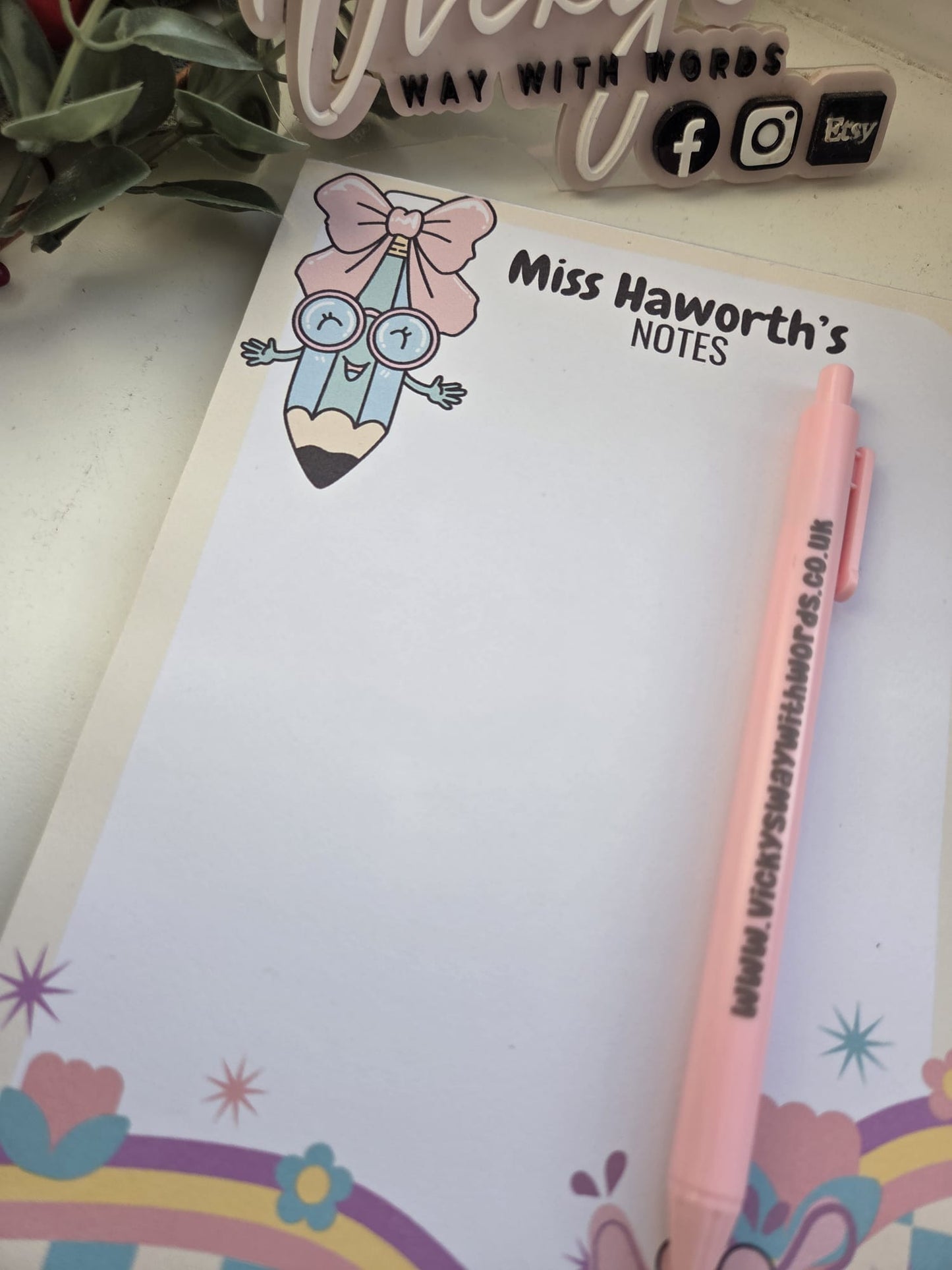 Cute Teacher relative personalised a5, a6 gummed tear off notepad gift