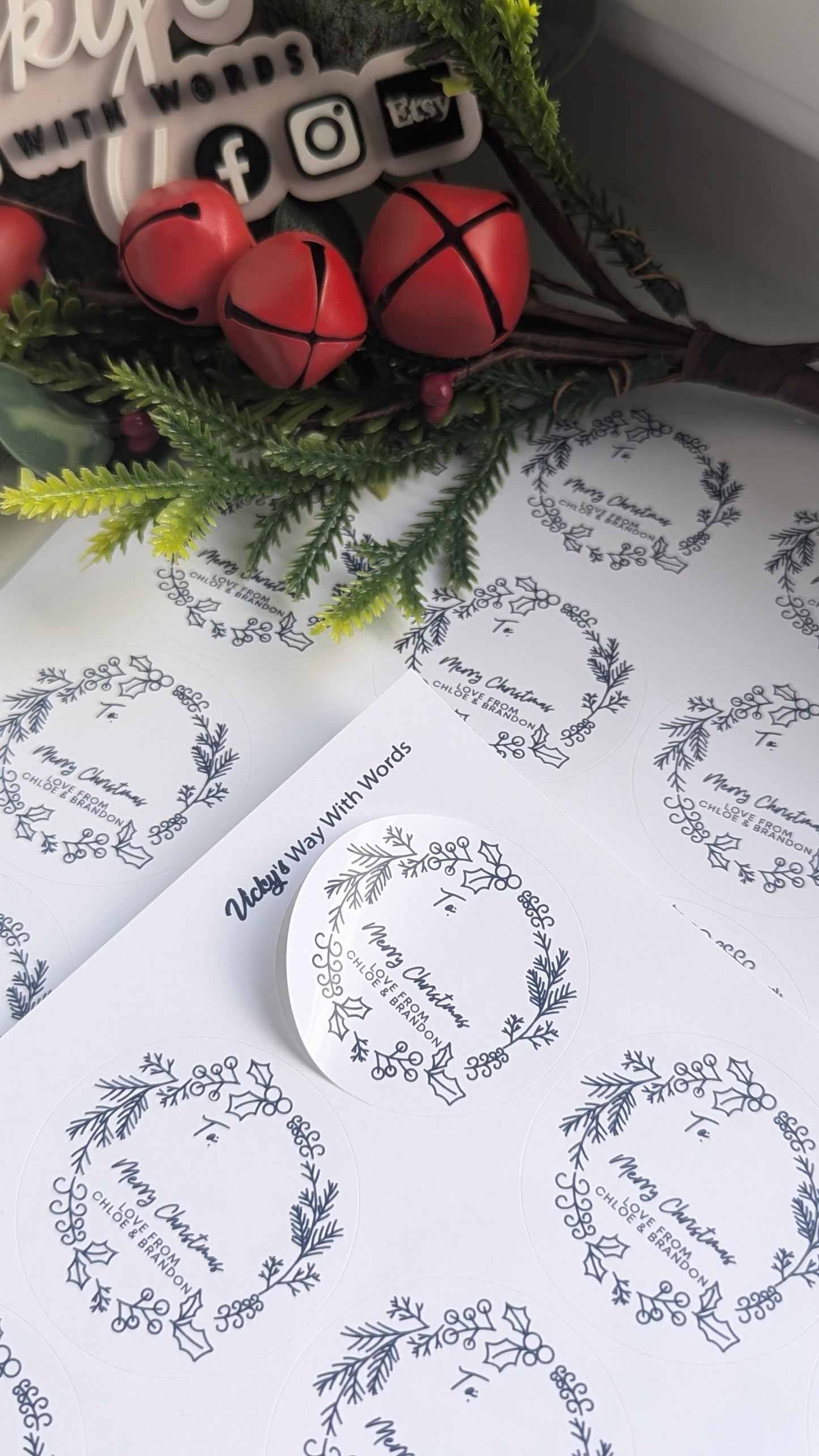 Personalised mono black & white Christmas labels