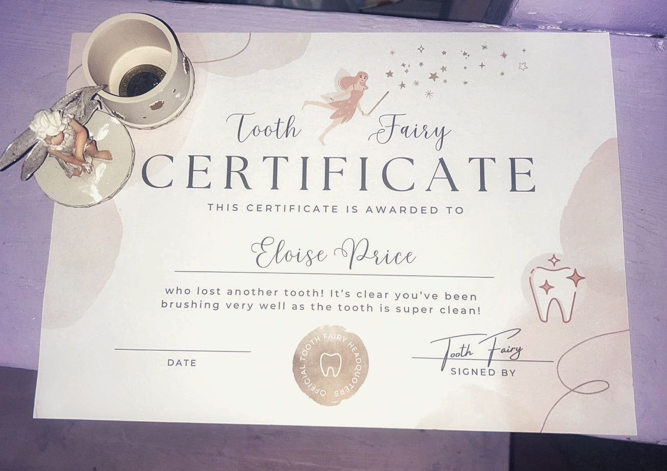 Tooth fairy certificate