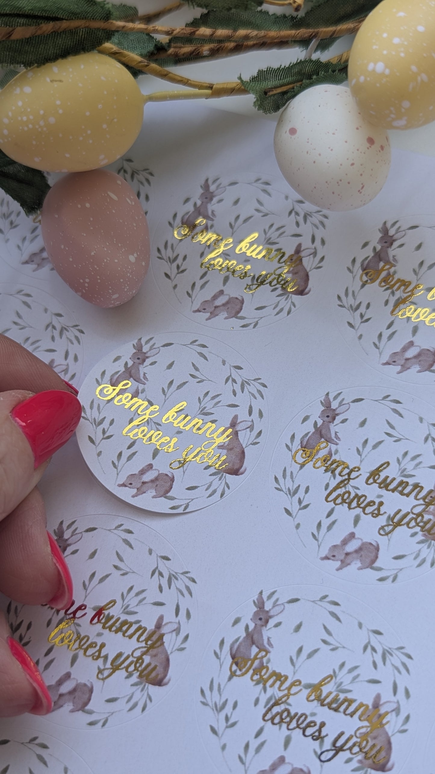Foil some bunny loves you stickers