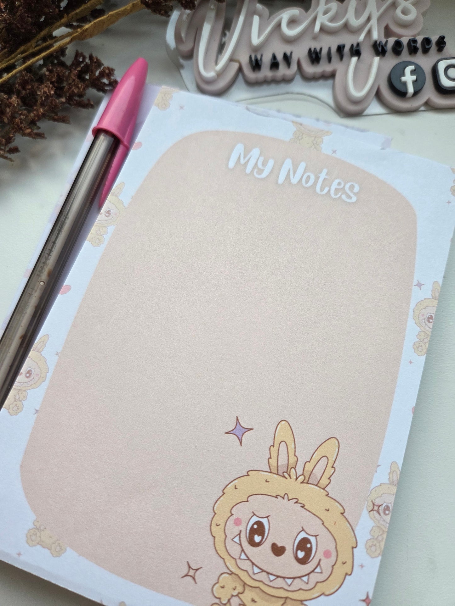 Funny bunny labubu inspired a6 tear off notepad