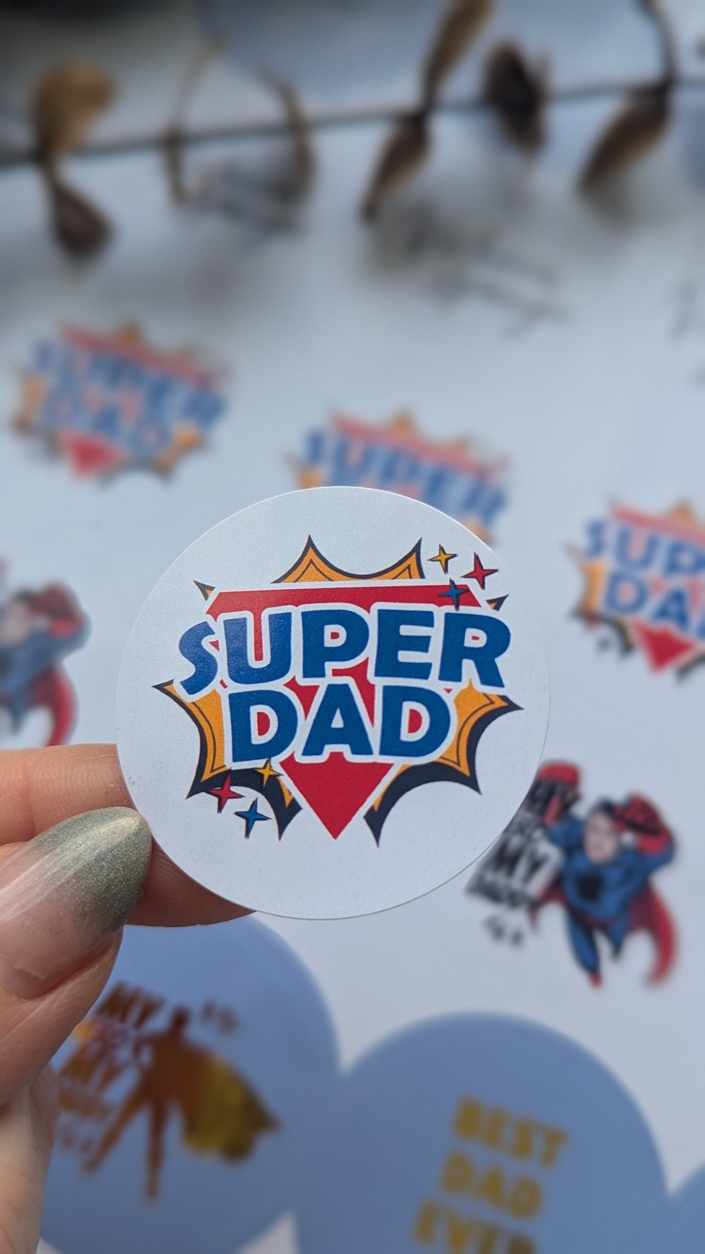 Super Dad Fathers day superhero stickers