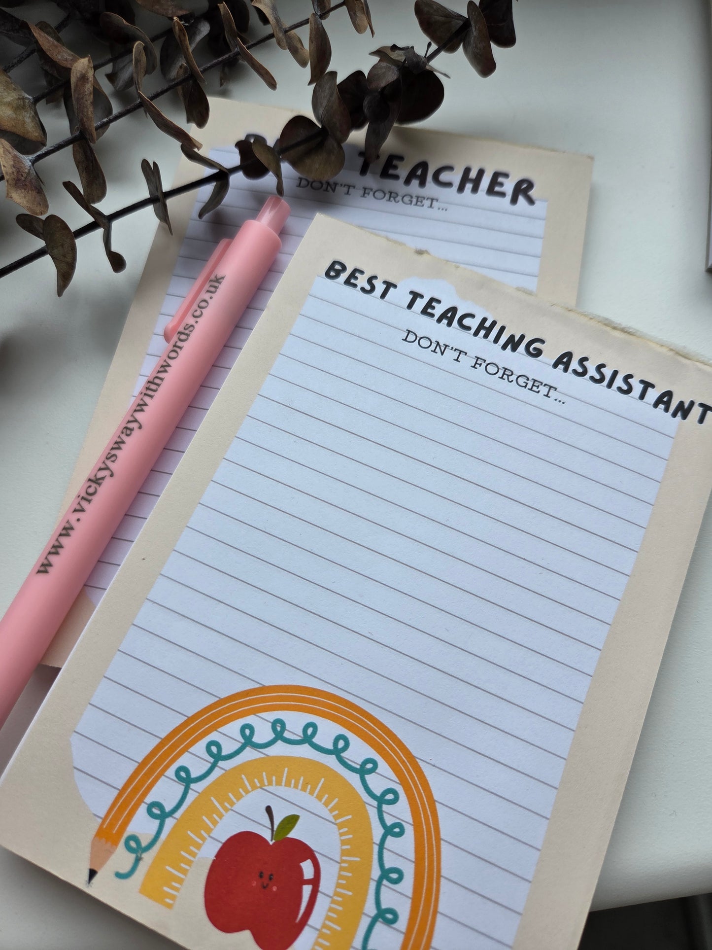 Teacher rainbow apple don't forget a6 gummed tear off notepad