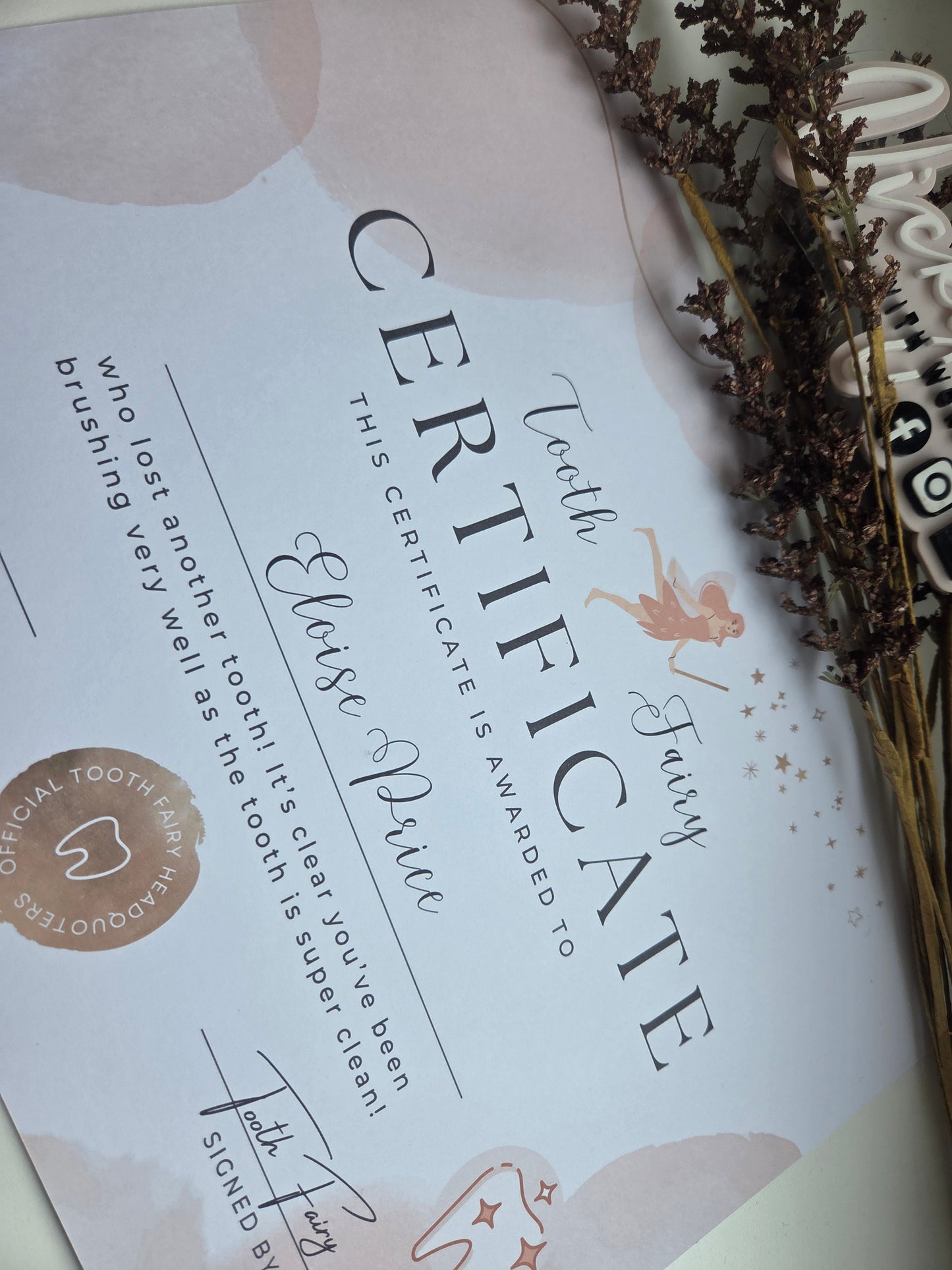 Tooth fairy certificate