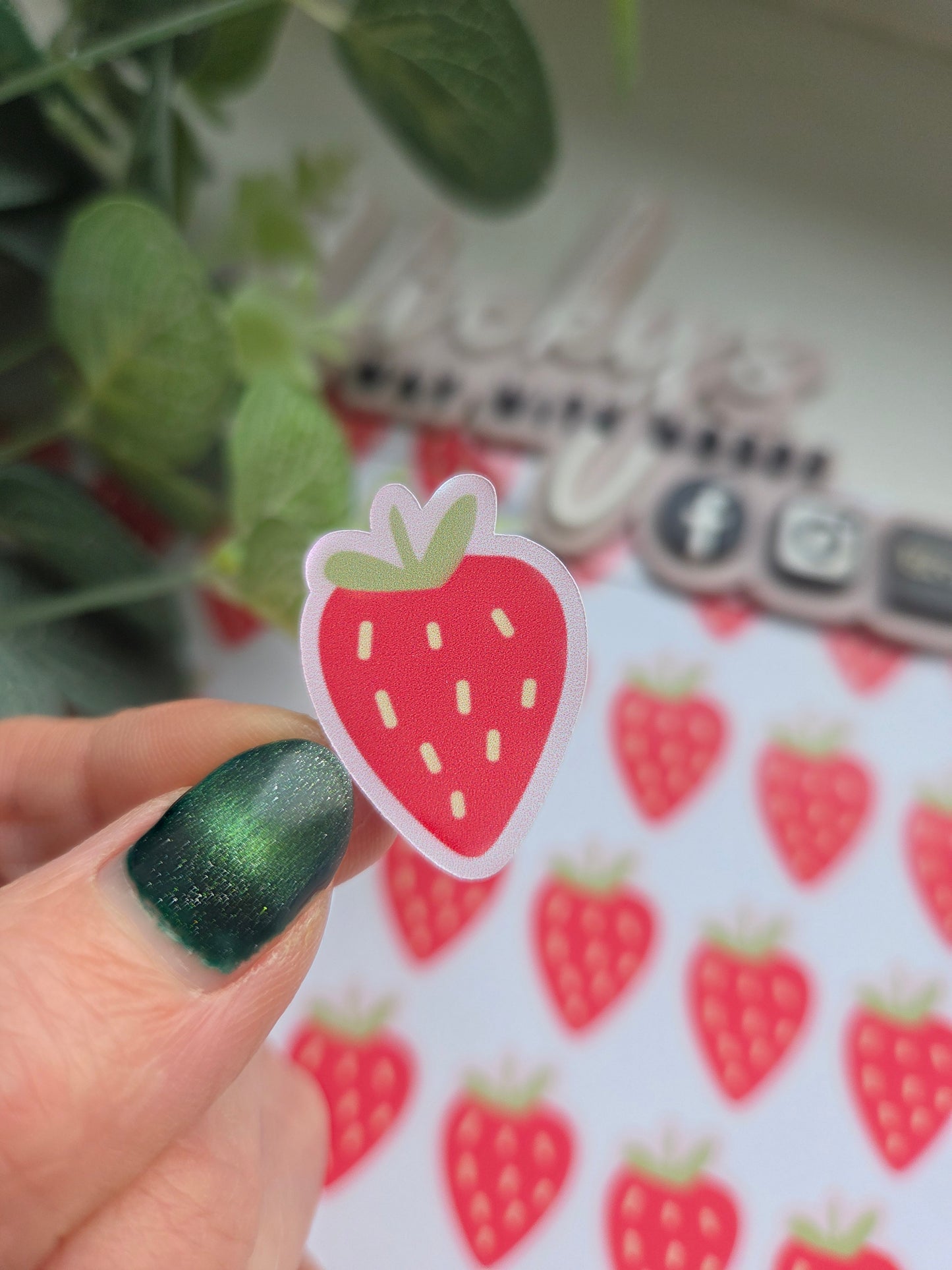 Strawberry shaped gloss stickers