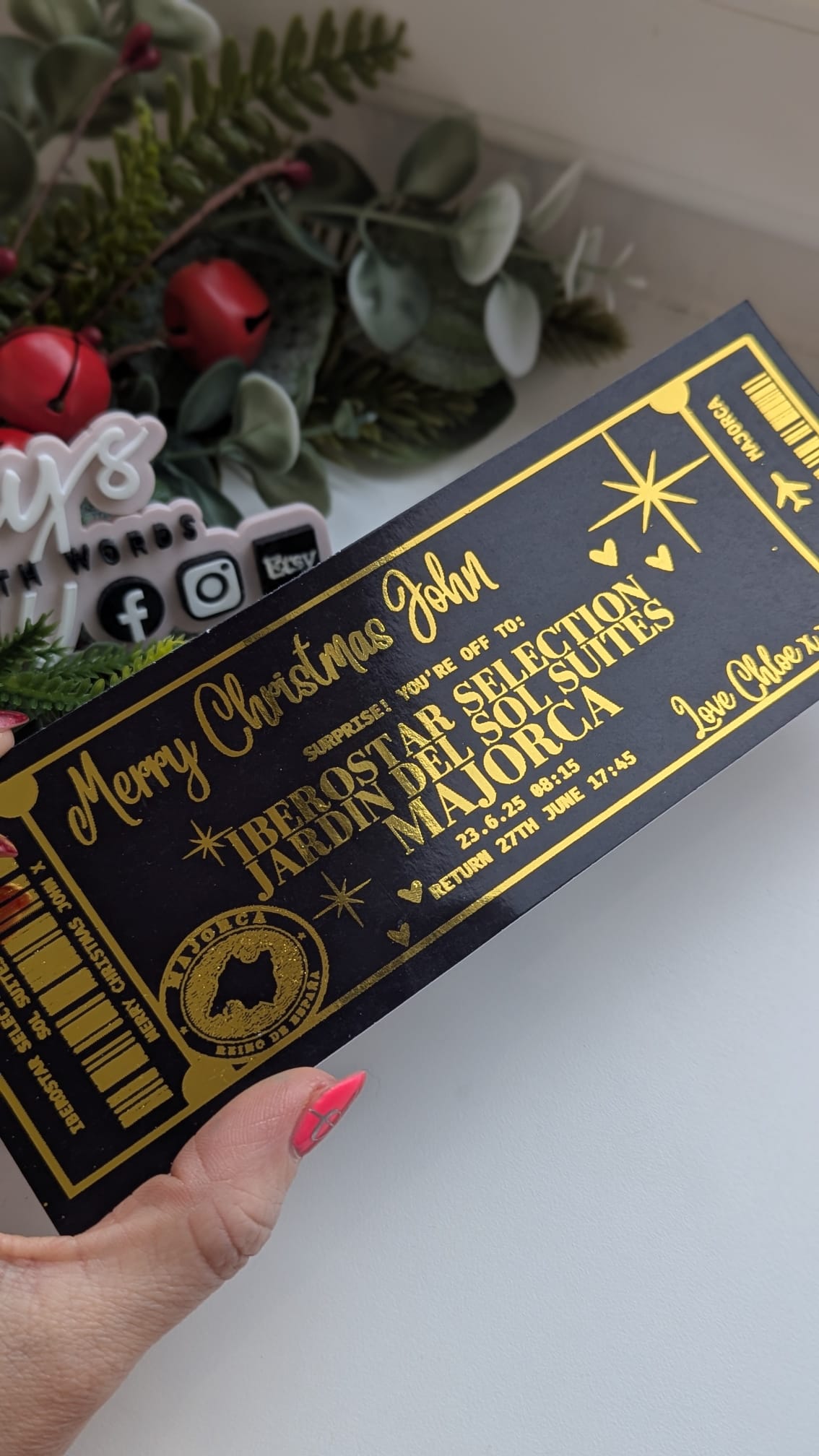 Gloss foiled fake immitation gift ticket