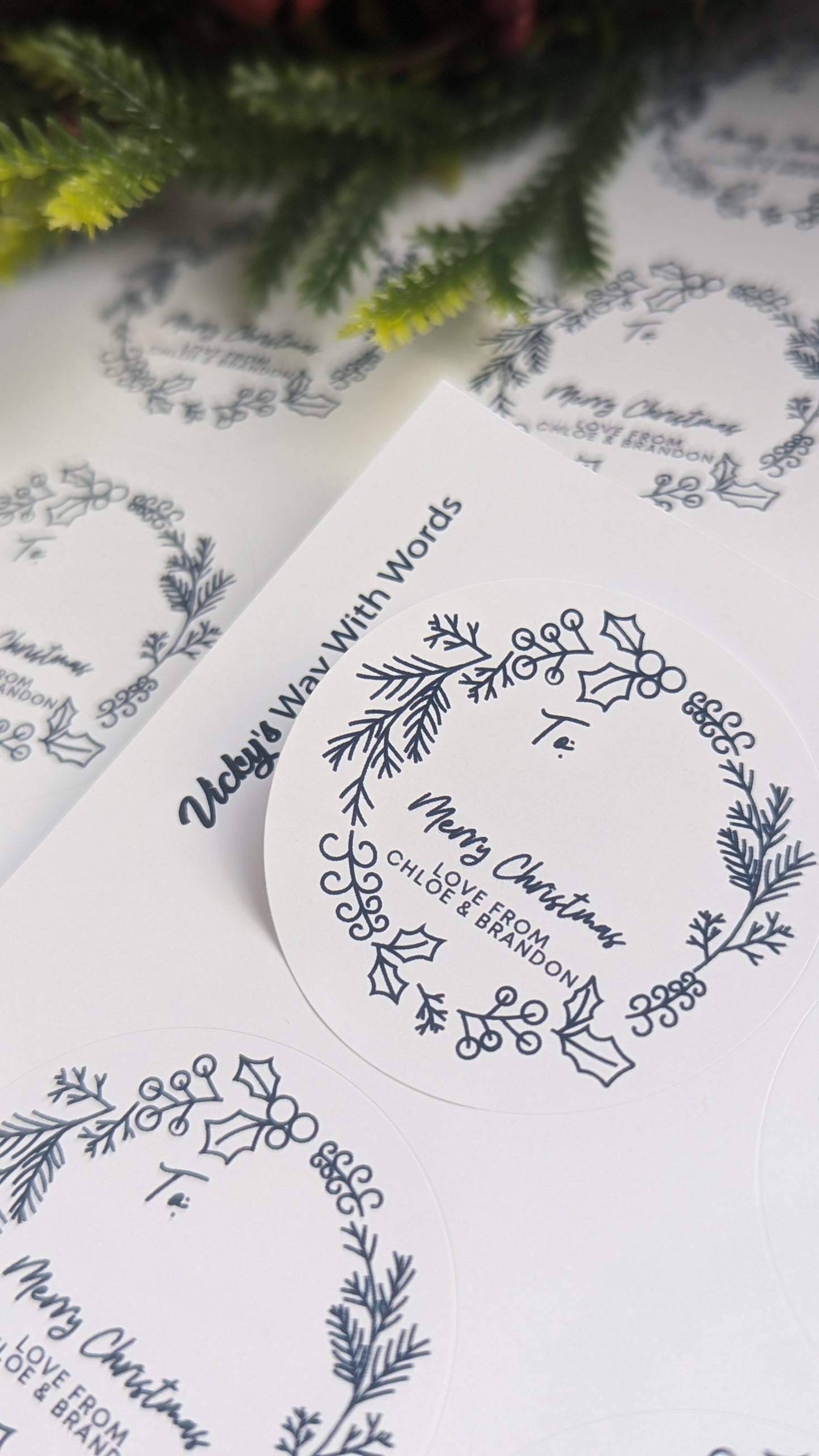Personalised mono black & white Christmas labels