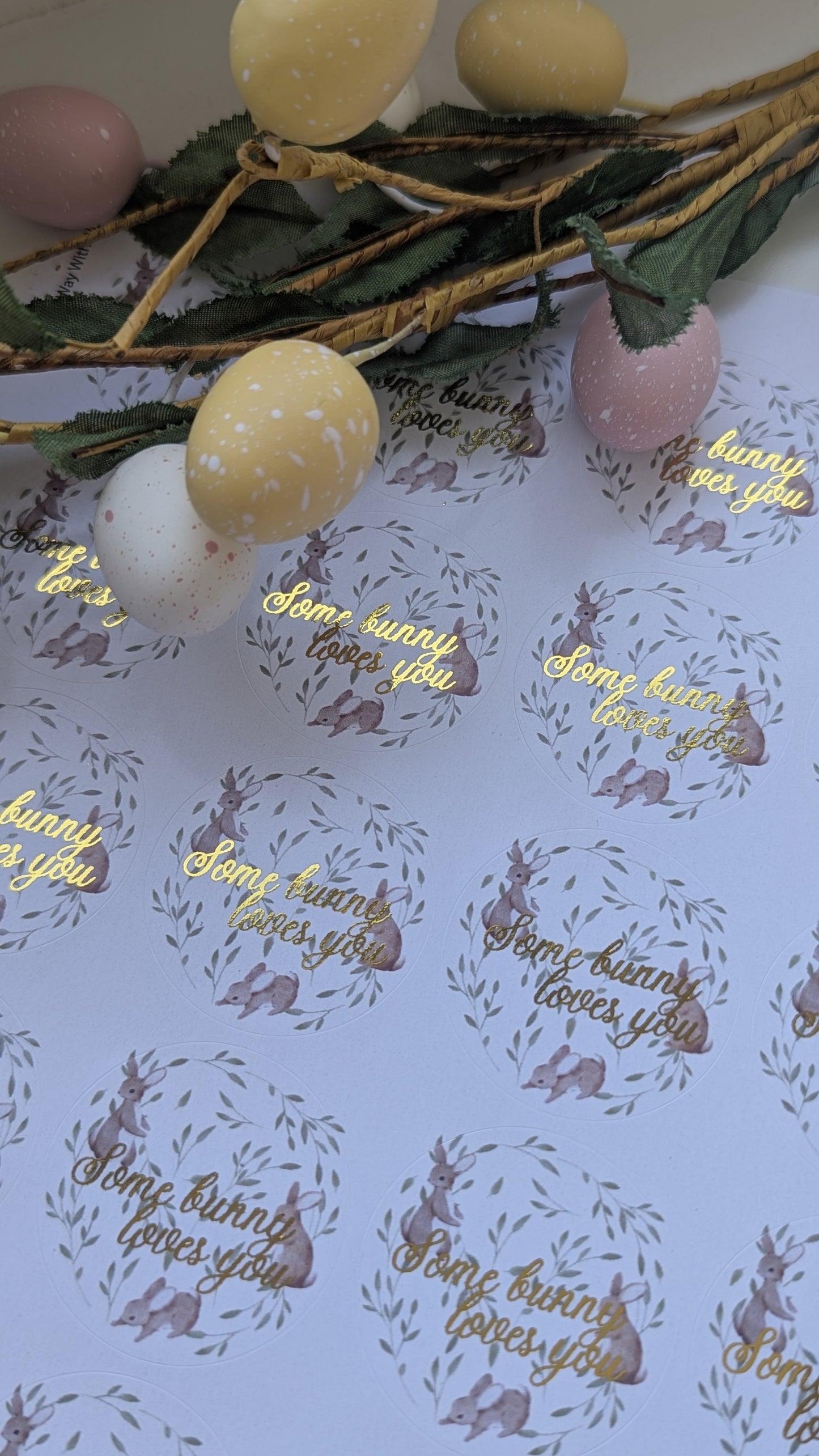 Foil some bunny loves you stickers