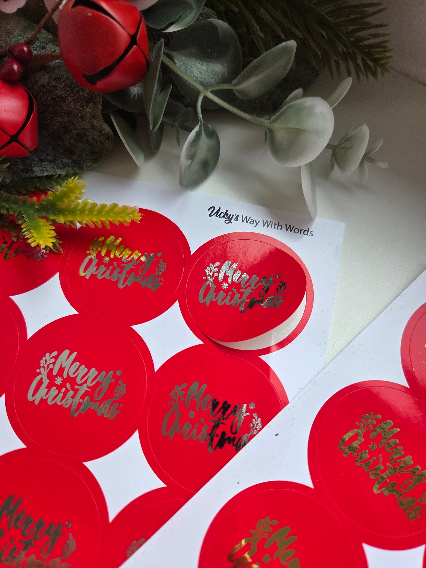 Foil Merry Christmas stickers