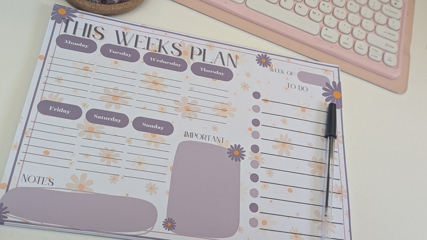 A4 daisy design this weeks plan desk pad 50 page