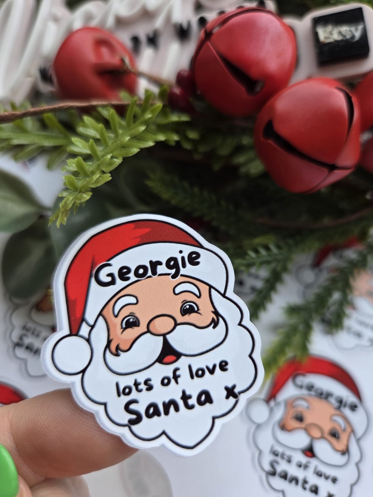 Personalised custom cut Santa gift labels