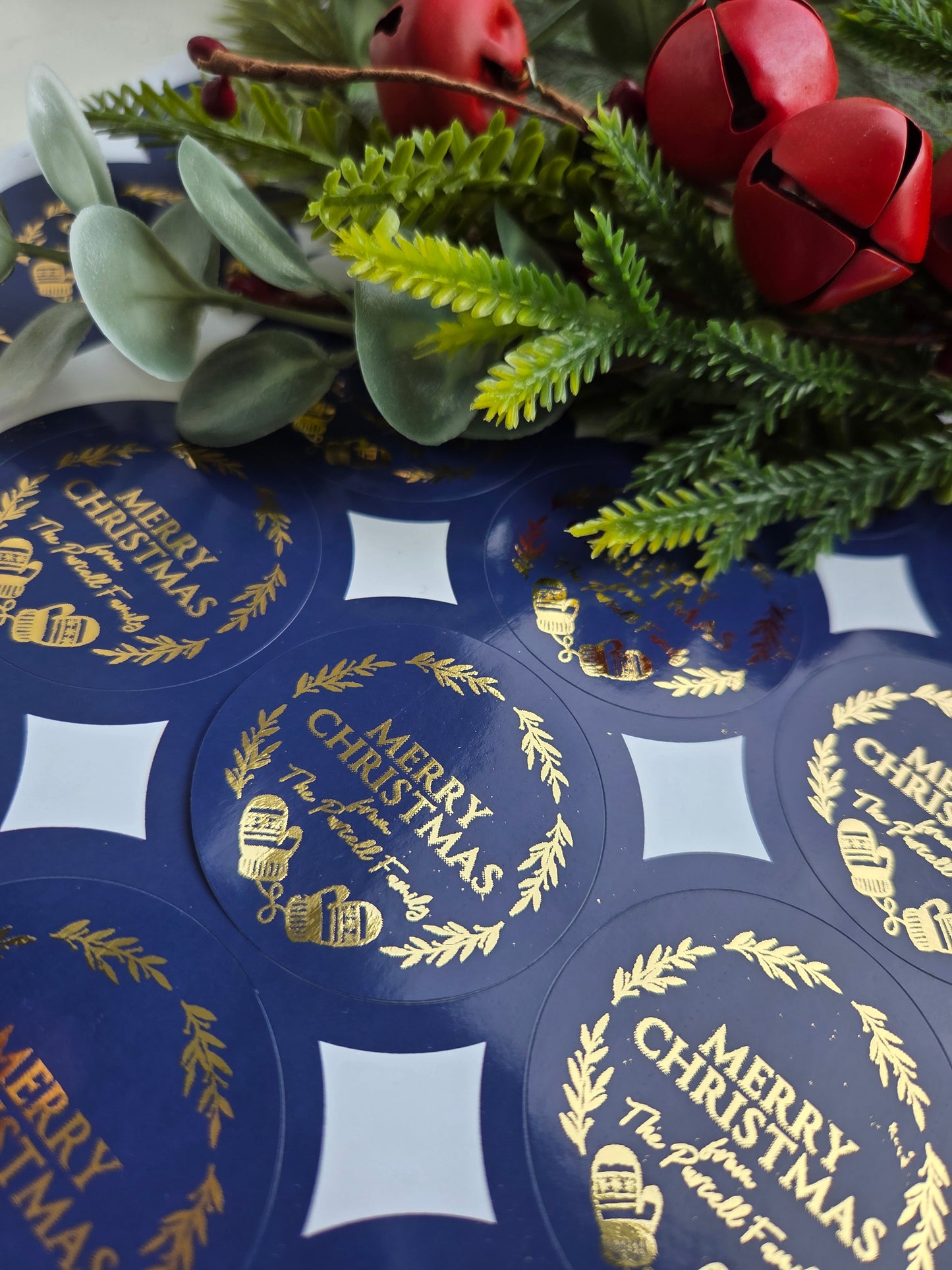Personalised foil Christmas labels