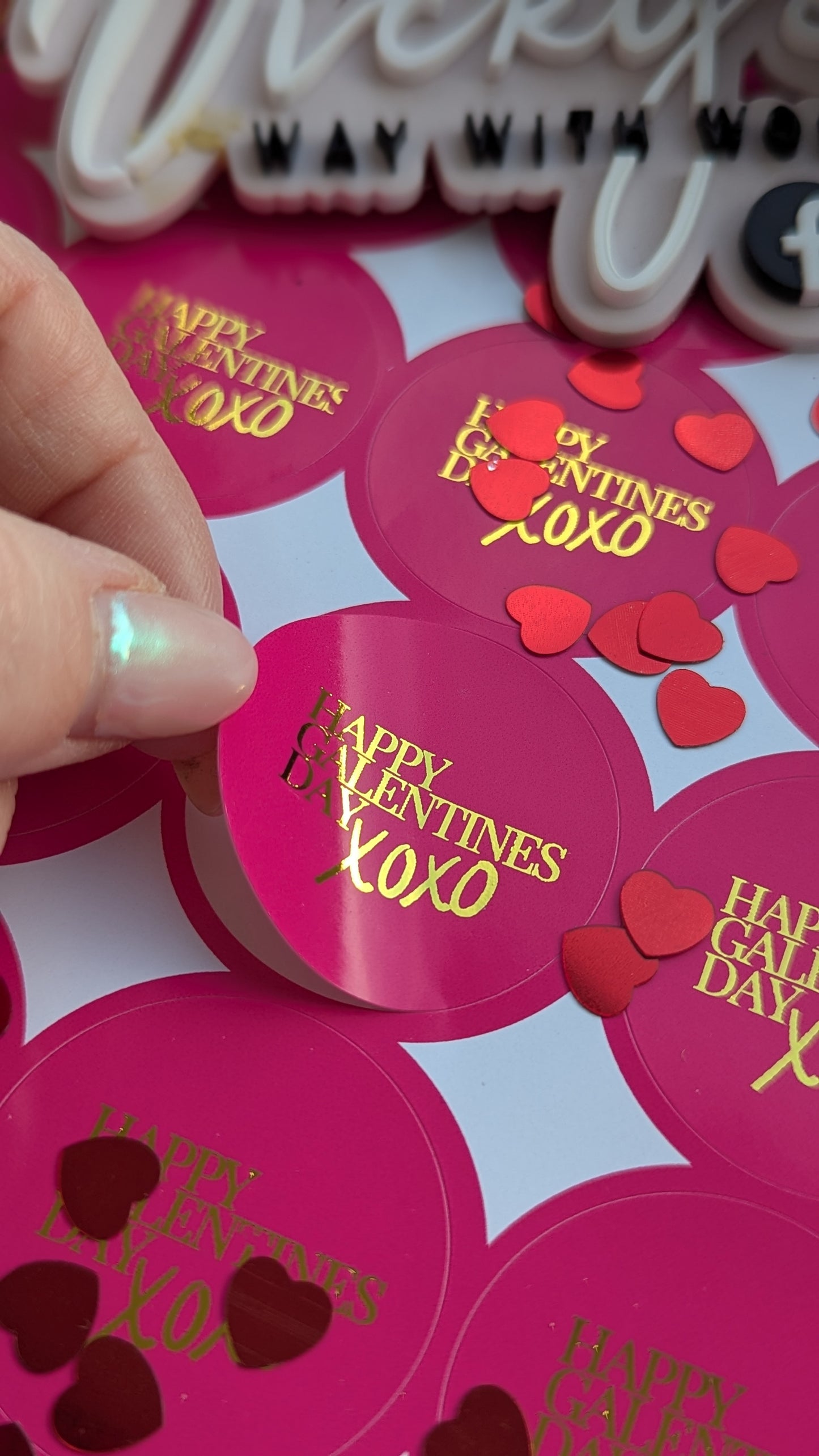 Galentines foiled gloss round stickers