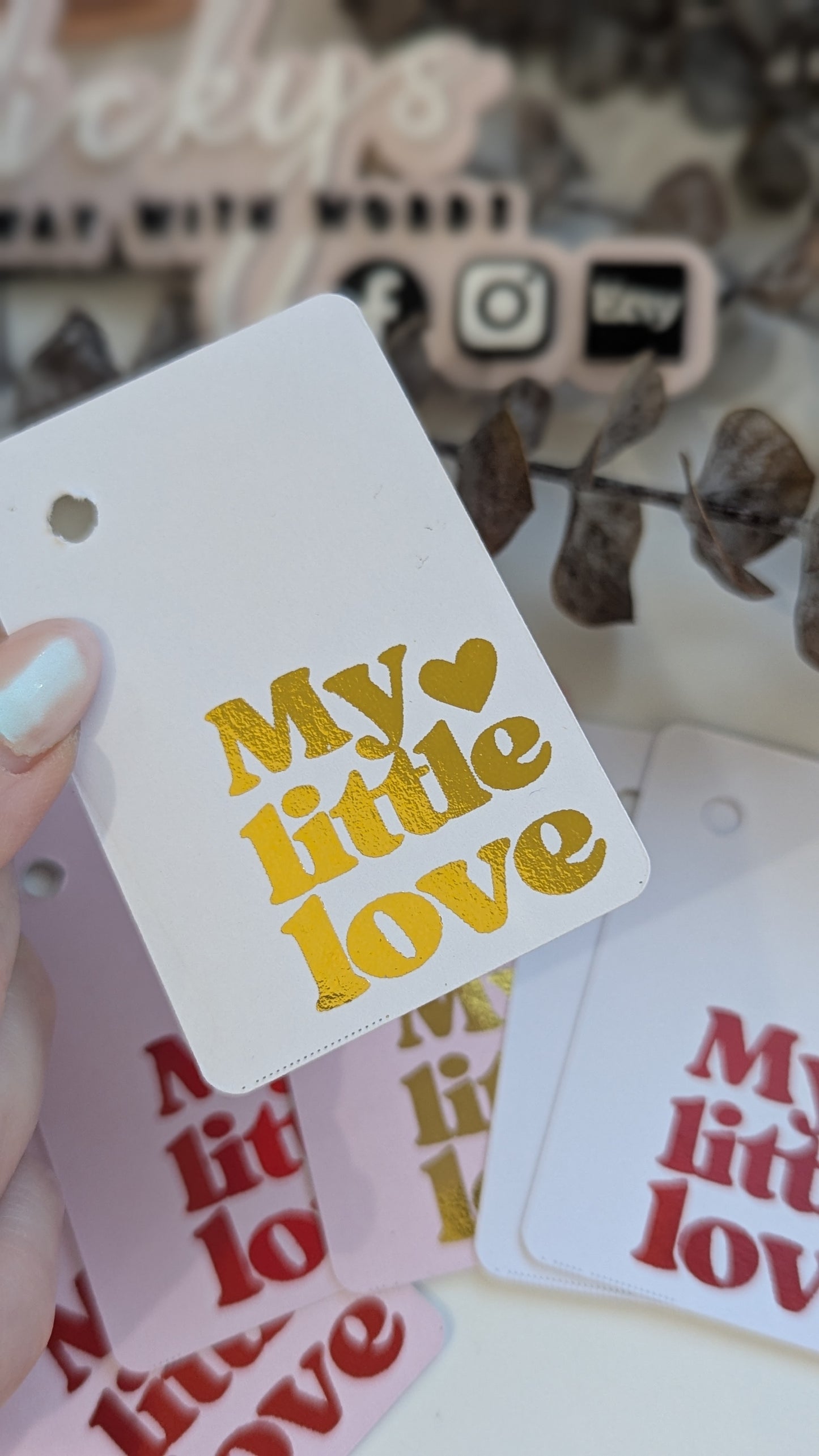 My little love Valentines day foil tags