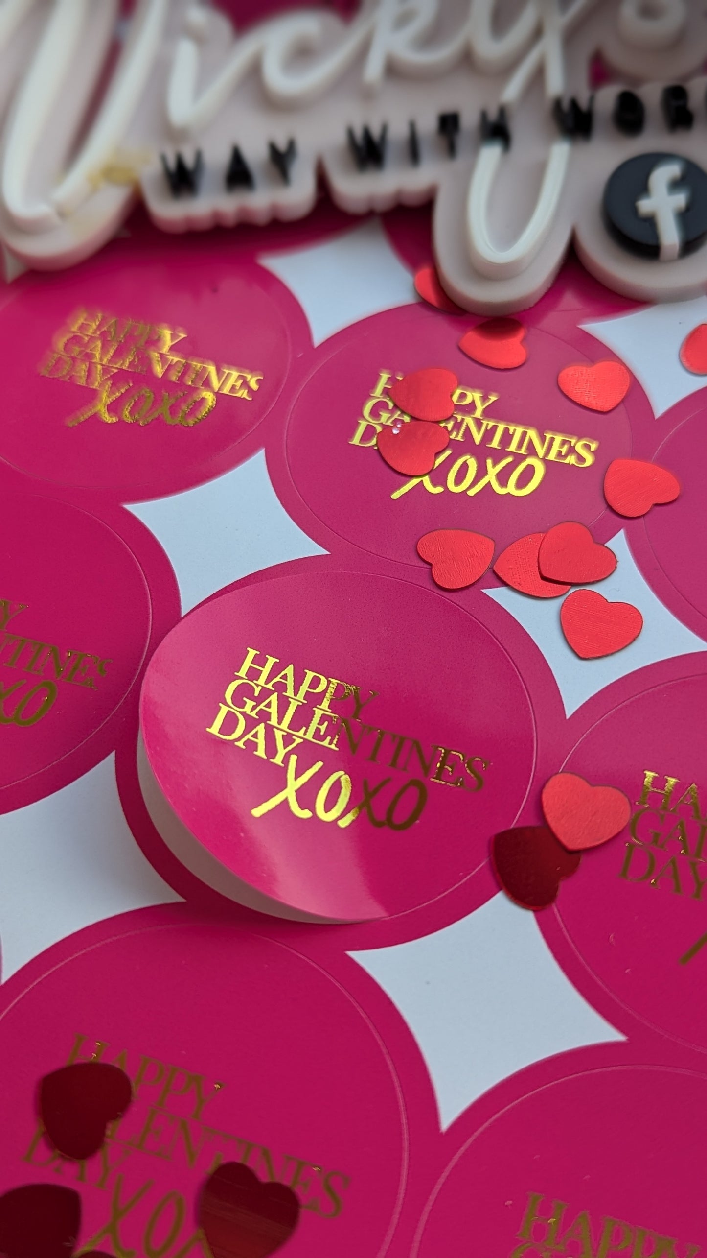 Galentines foiled gloss round stickers