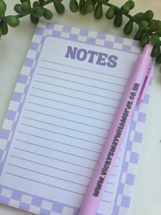 Chequered design tear off notes pad