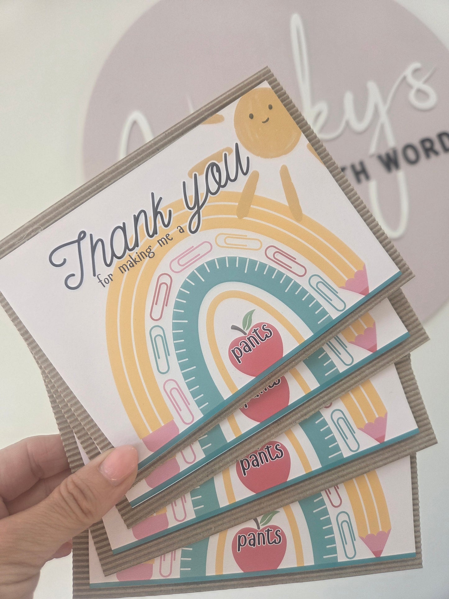 Thank you teacher smarties backing cards