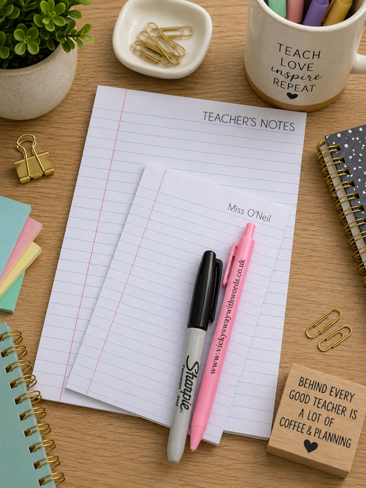 Lined teacher gummed tear off notepad