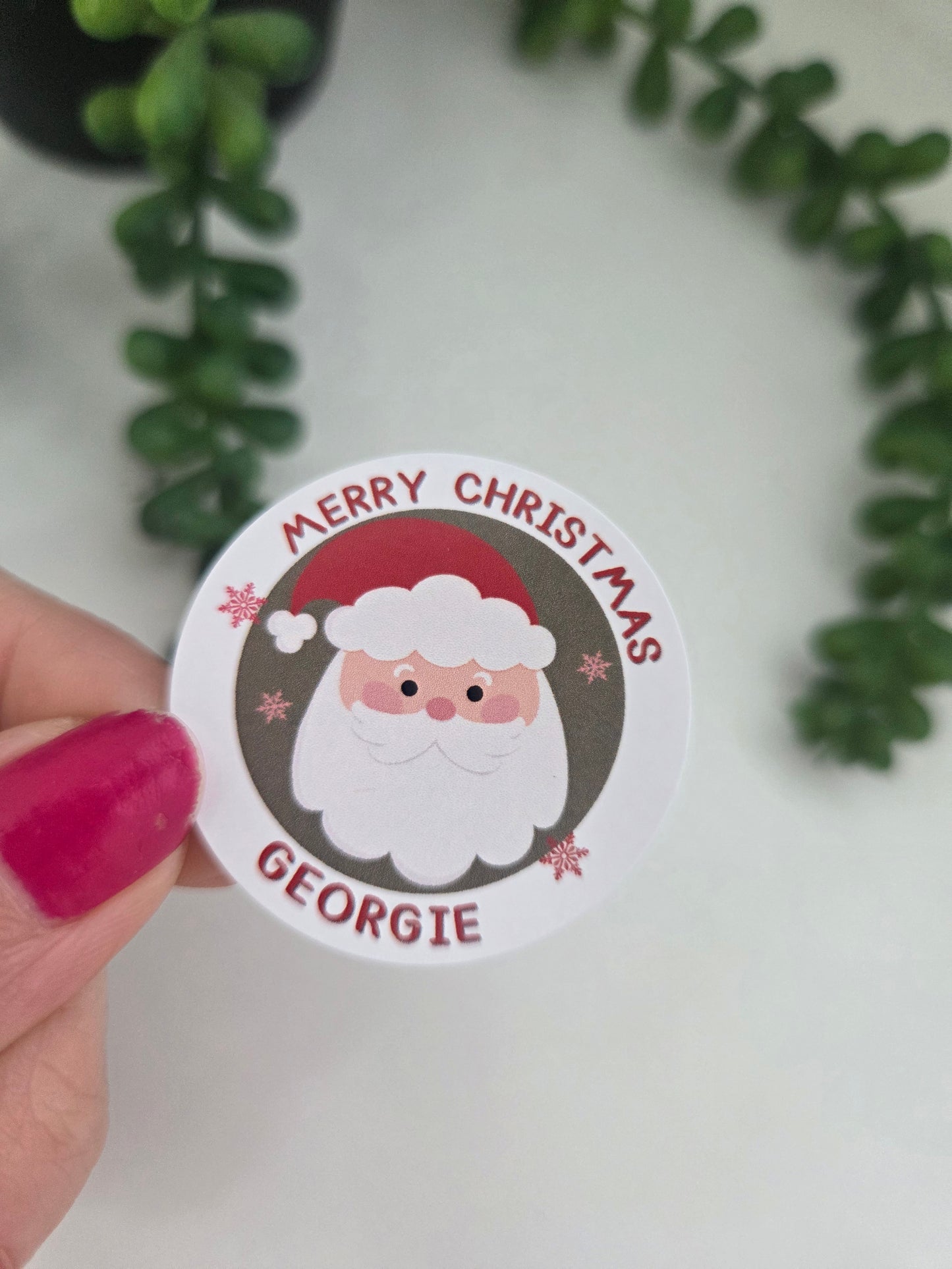 Gloss Santa head personalised name labels