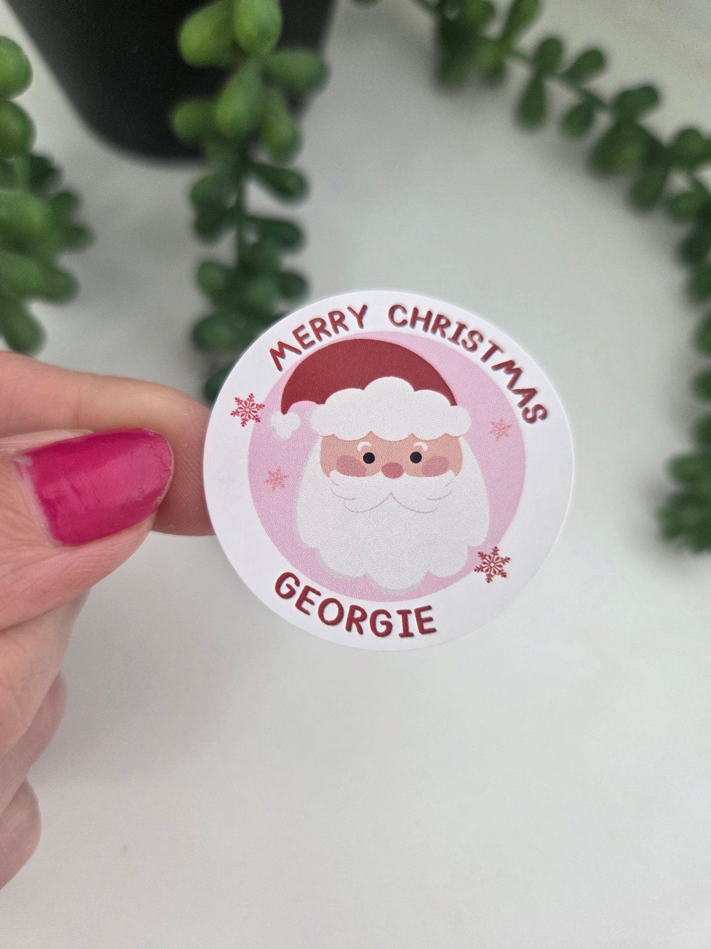 Gloss Santa head personalised name labels