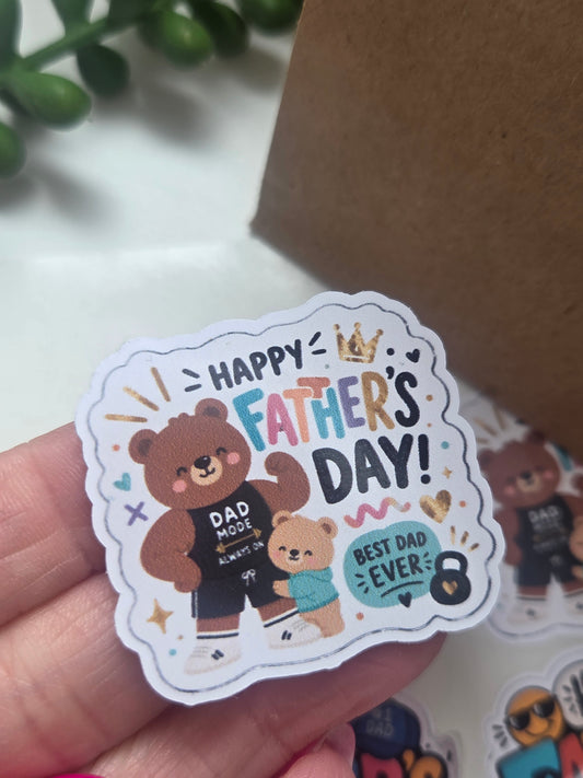 Teddy design Father's day shaped stickers