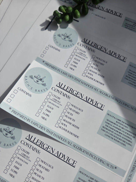 Logo allergen tick box labels