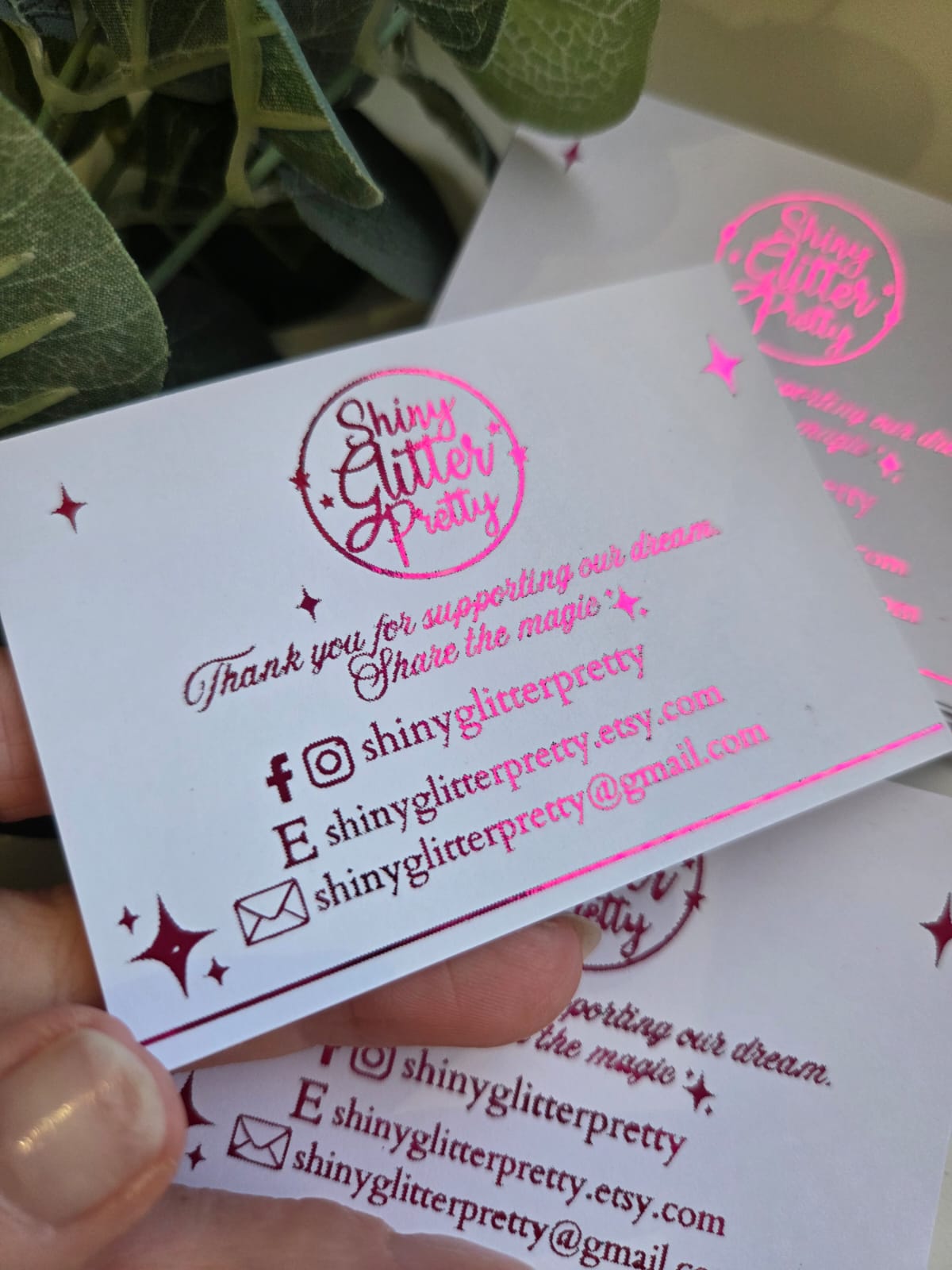 Glitter back business cards