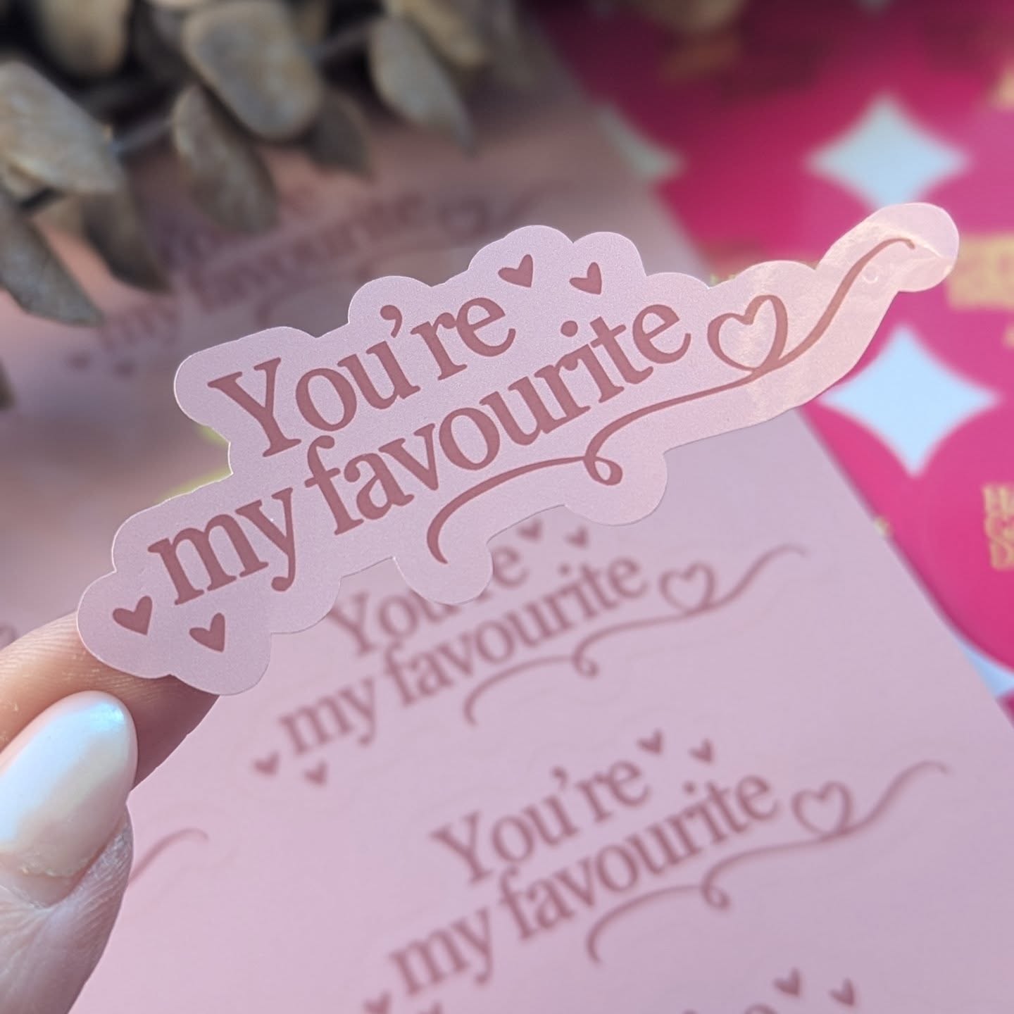 Valentines day 'you're my favourite' shaped gloss stickers