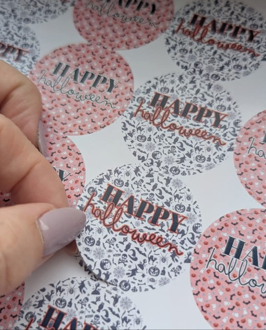 Happy Halloween design gloss circular stickers