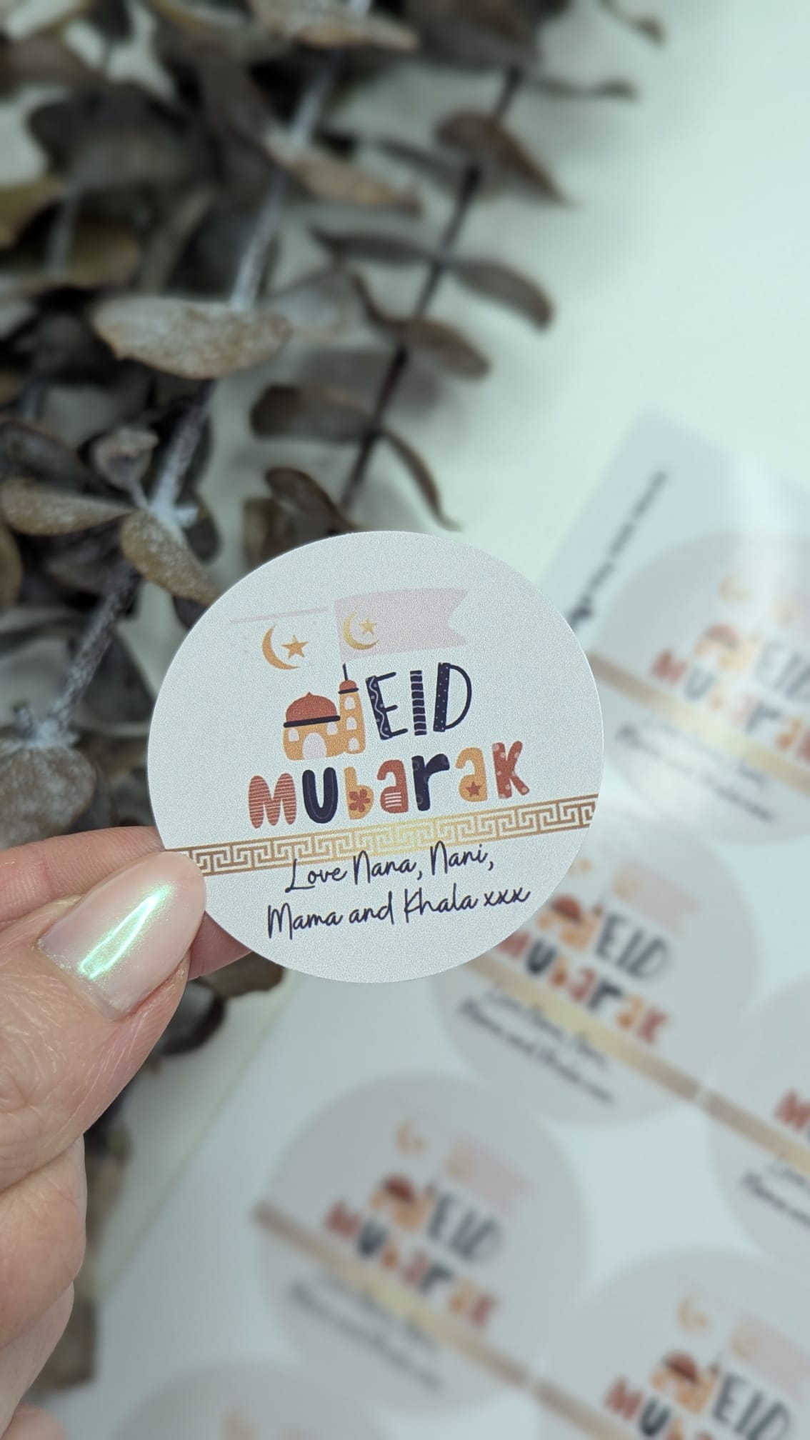 Eid Mubarakround gloss stickers