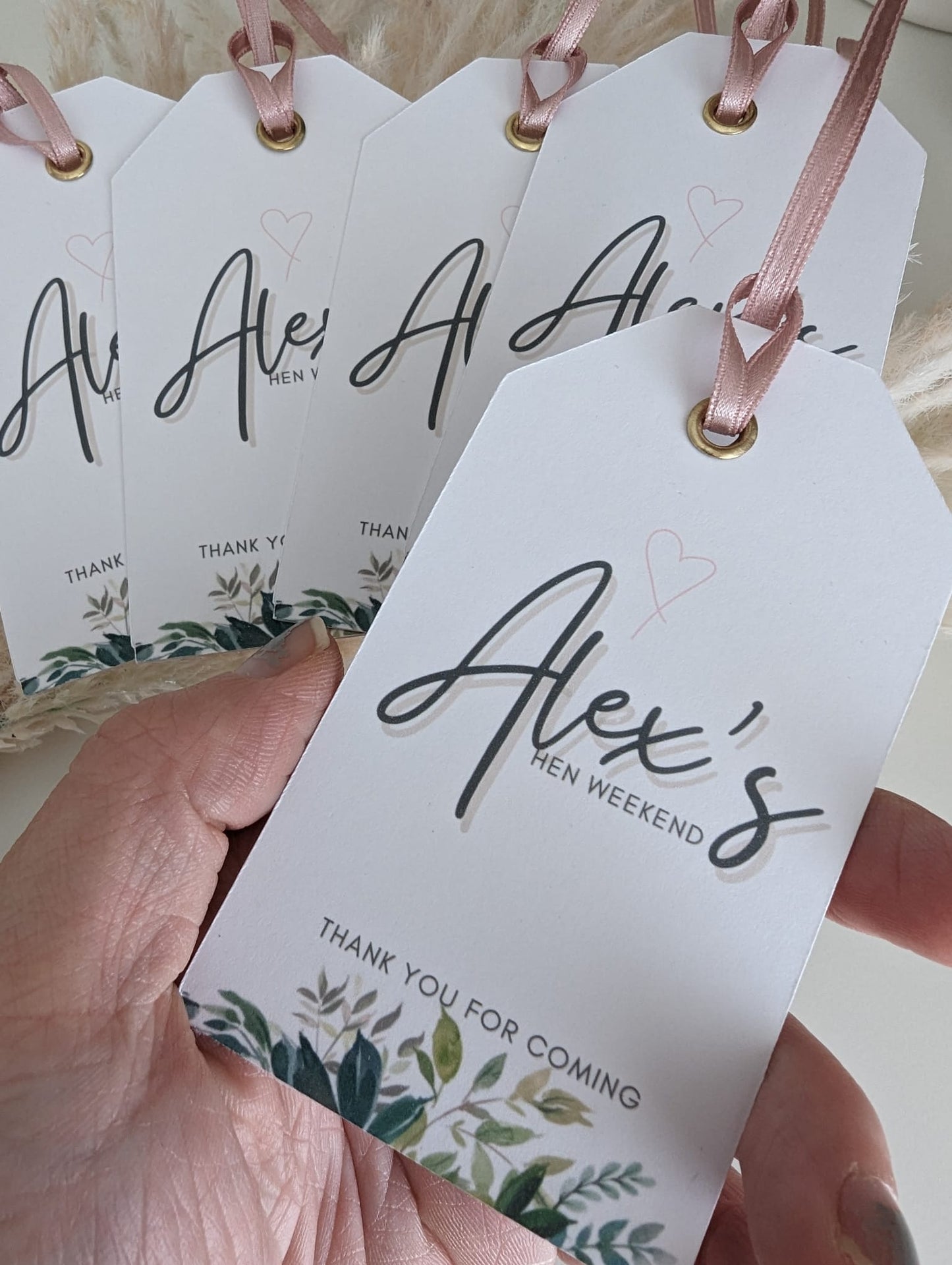 Botanical personalised hen party tag