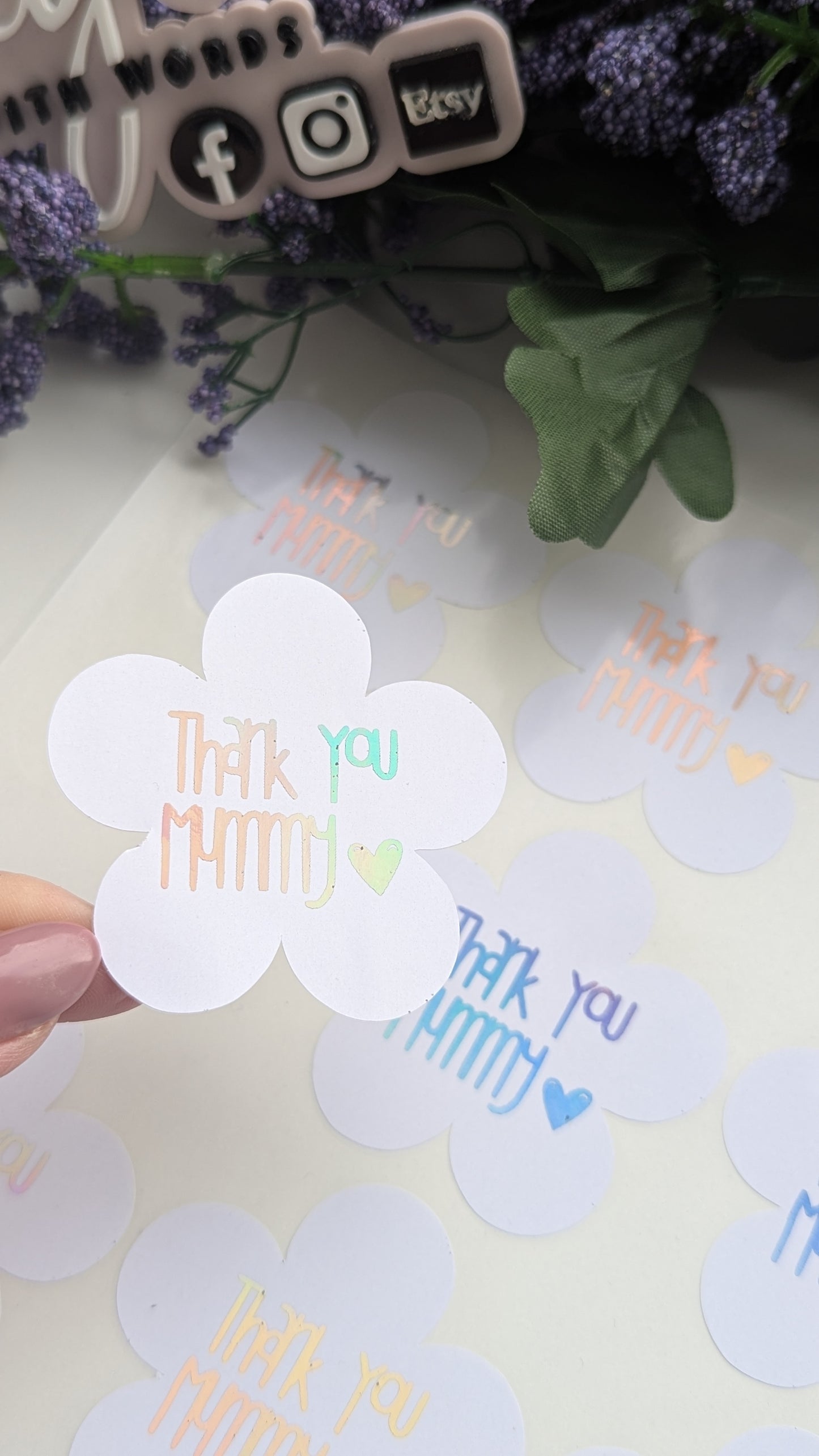 Love you mummy flower shape stickers