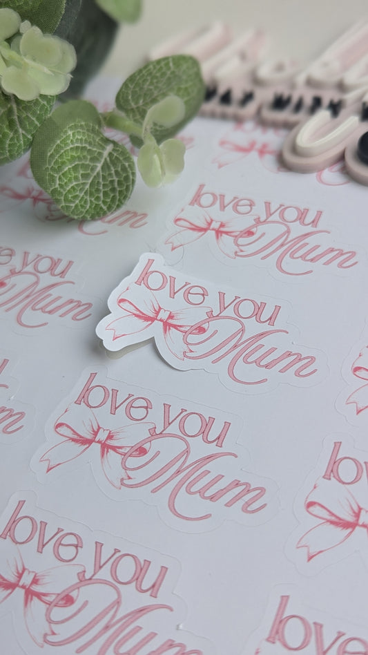 Mother's Day love you mum shaped stickers