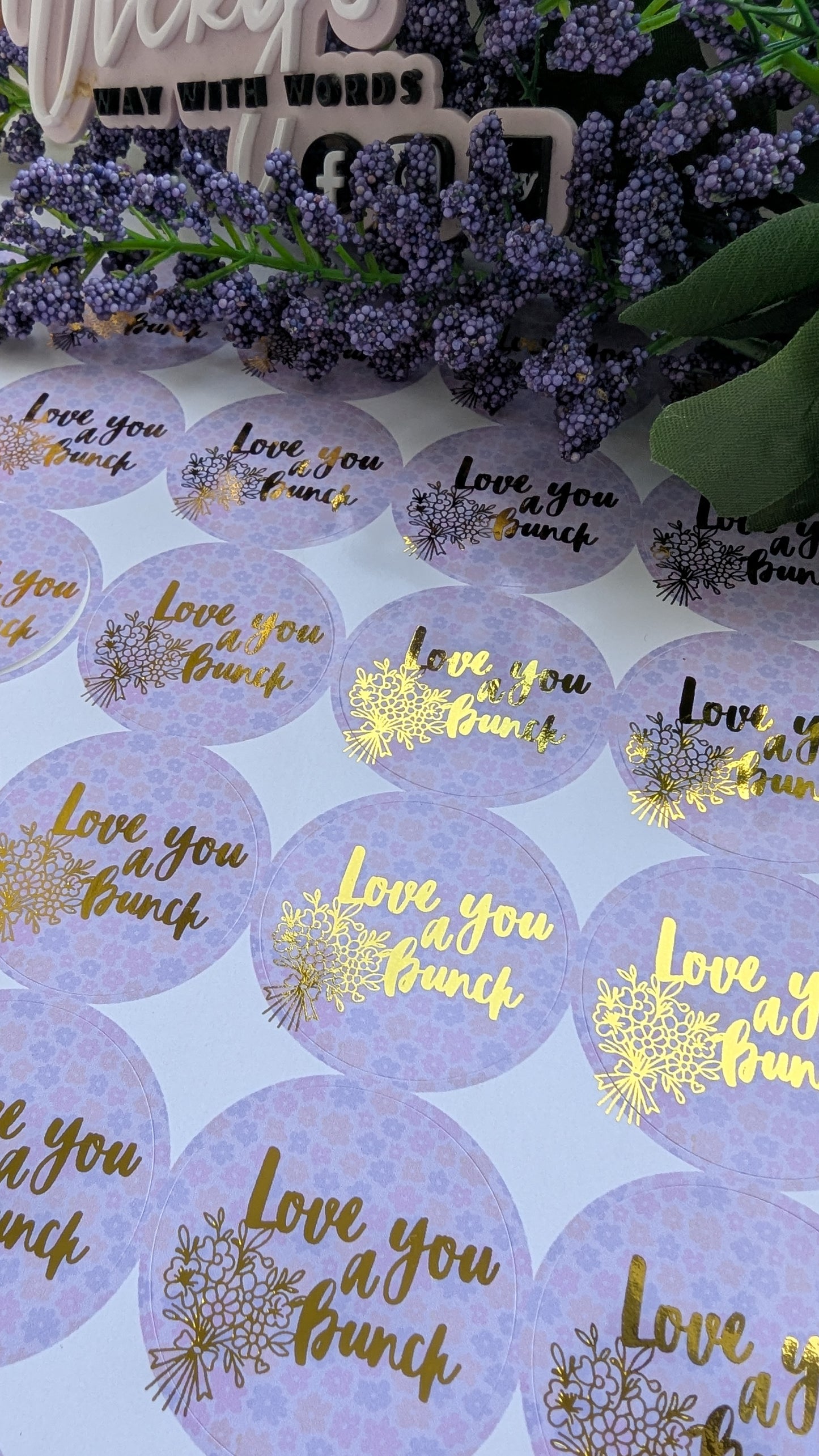 Love you a bunch mother's Day stickers, available foiled