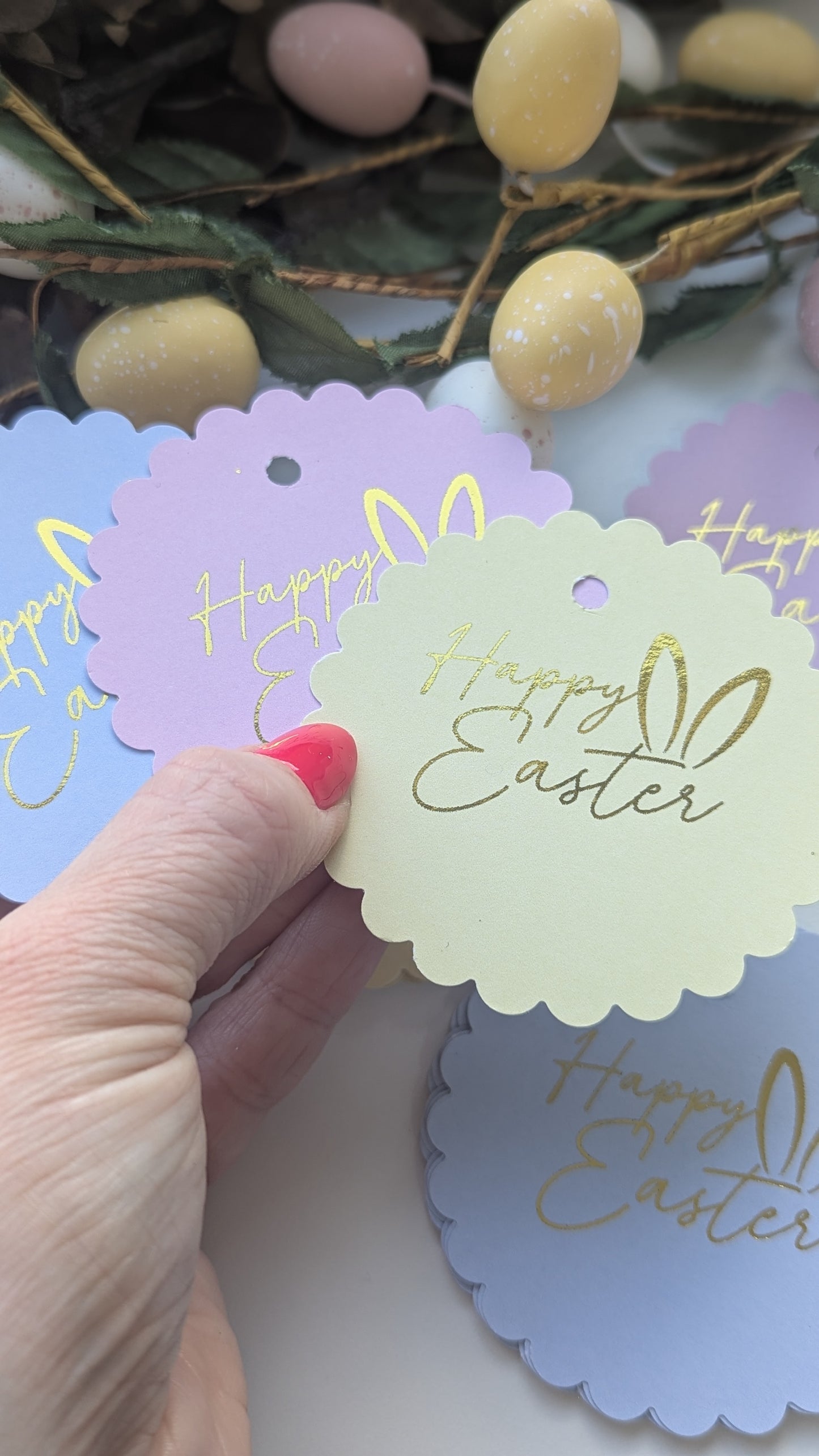 Easter scallop tags foiled