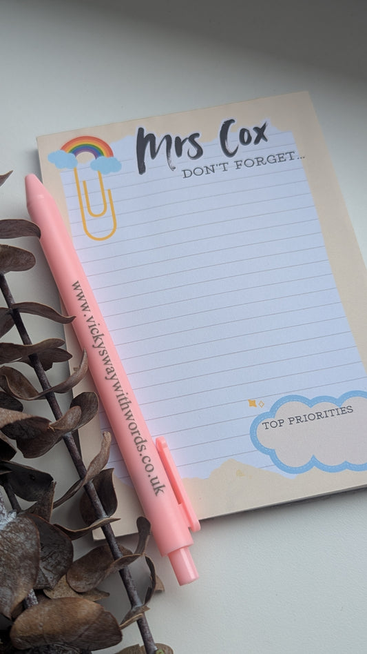 Teacher gift Don't forget gummed tear off A6 notepad